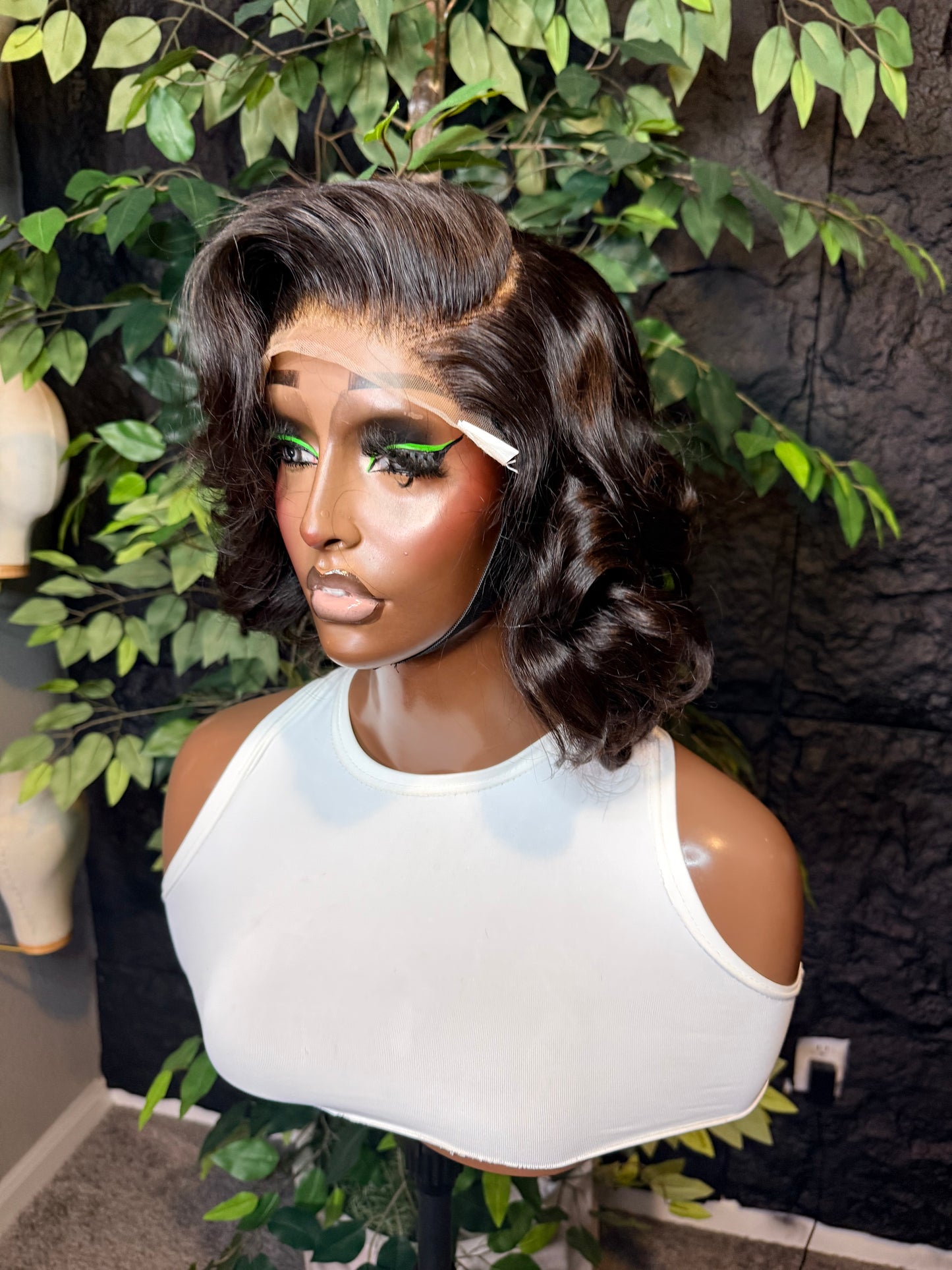 Wig Diana, Raw single donor hair with 5x5 matching closure. 180% density 10 inches