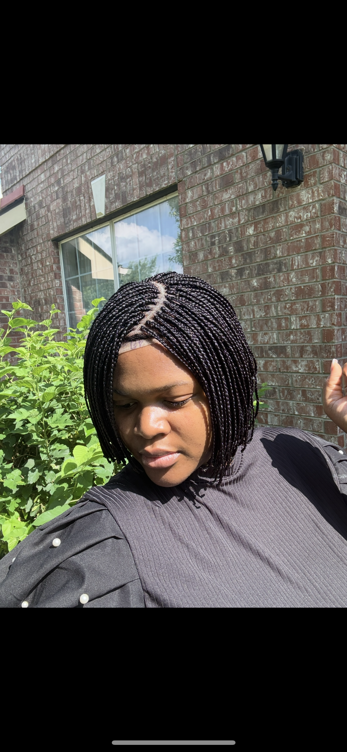 8 inches C curve bob braided glueless closure wig made with 4x4 human hair lace. very summer friendly and easy to style ( this is not a 360 full lace)