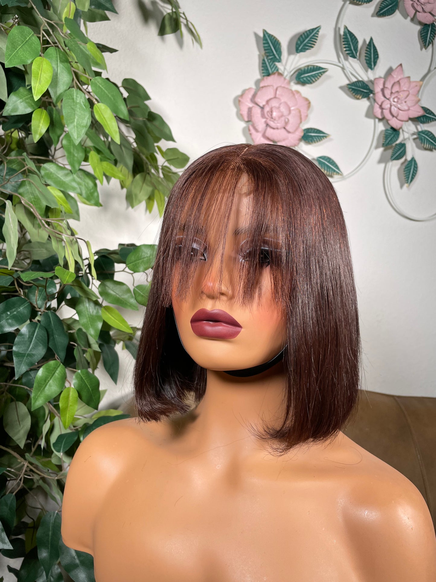 Vietnamese Humanhair lace closure wig in 8inches, no glue needed.Top quality!