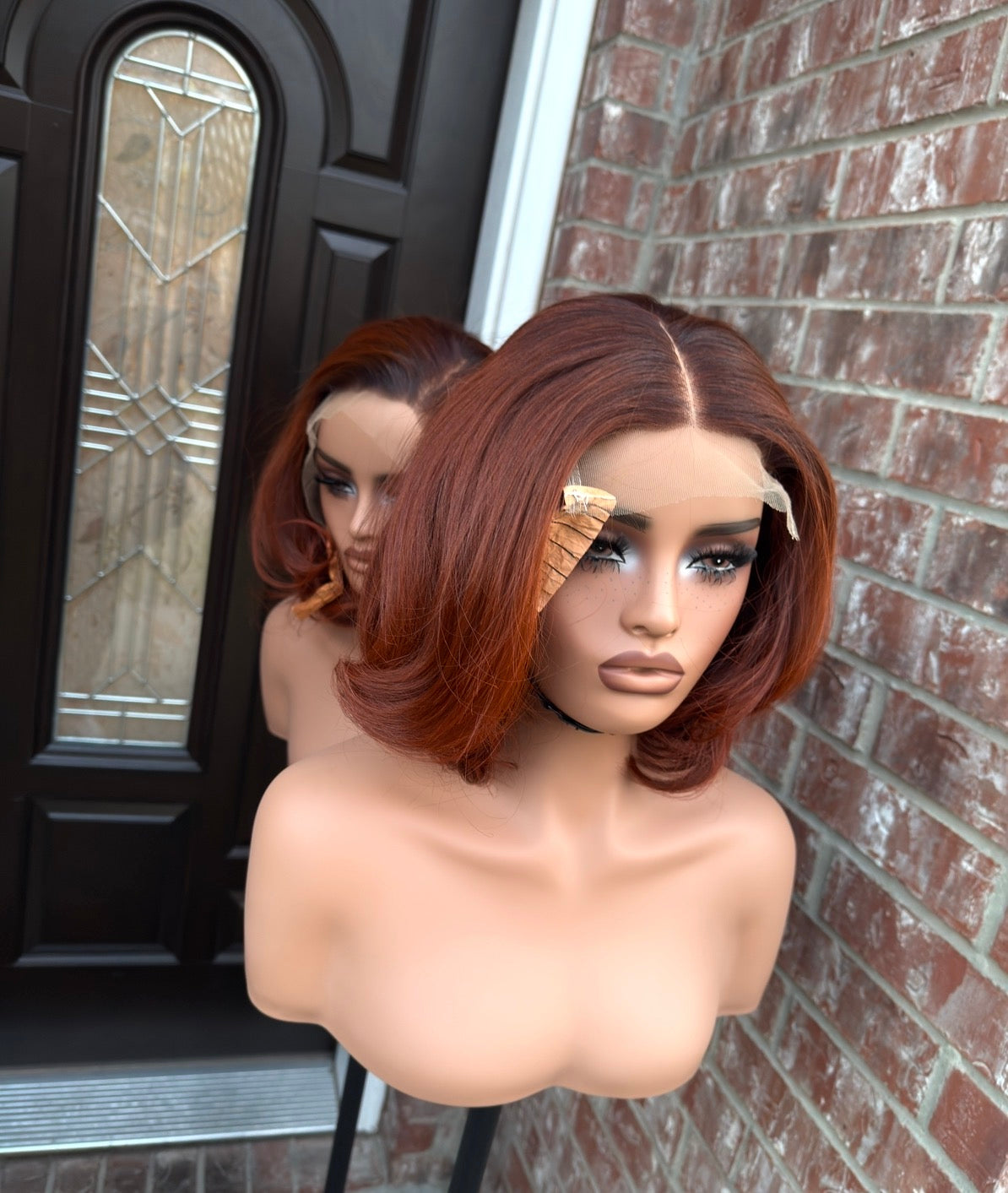 Raw Single donor wig, Cajun burnt orange human hair wig made with HD lace