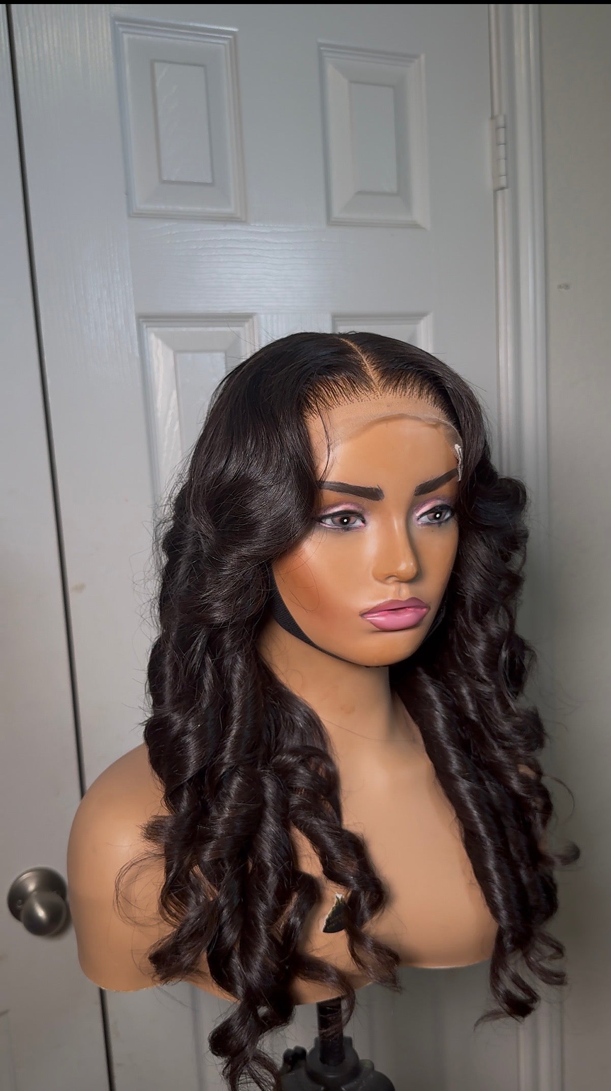 Vietnamese Donor wavy bounce human hair wig. ( pre plucked and pre bleached and) 18, 16 and 14 inches layered wig( 300 grams + 5x5 closure