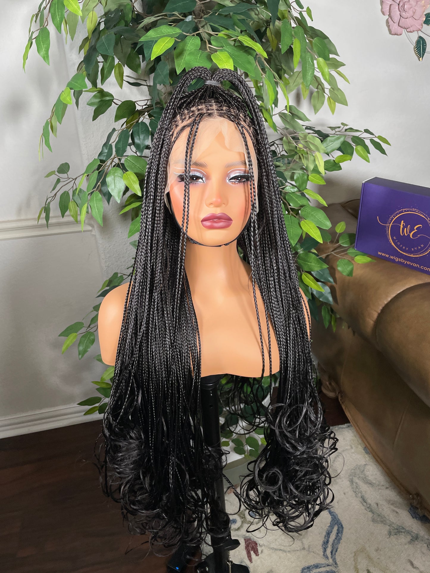 Human hair base Knotless frontal braided wig