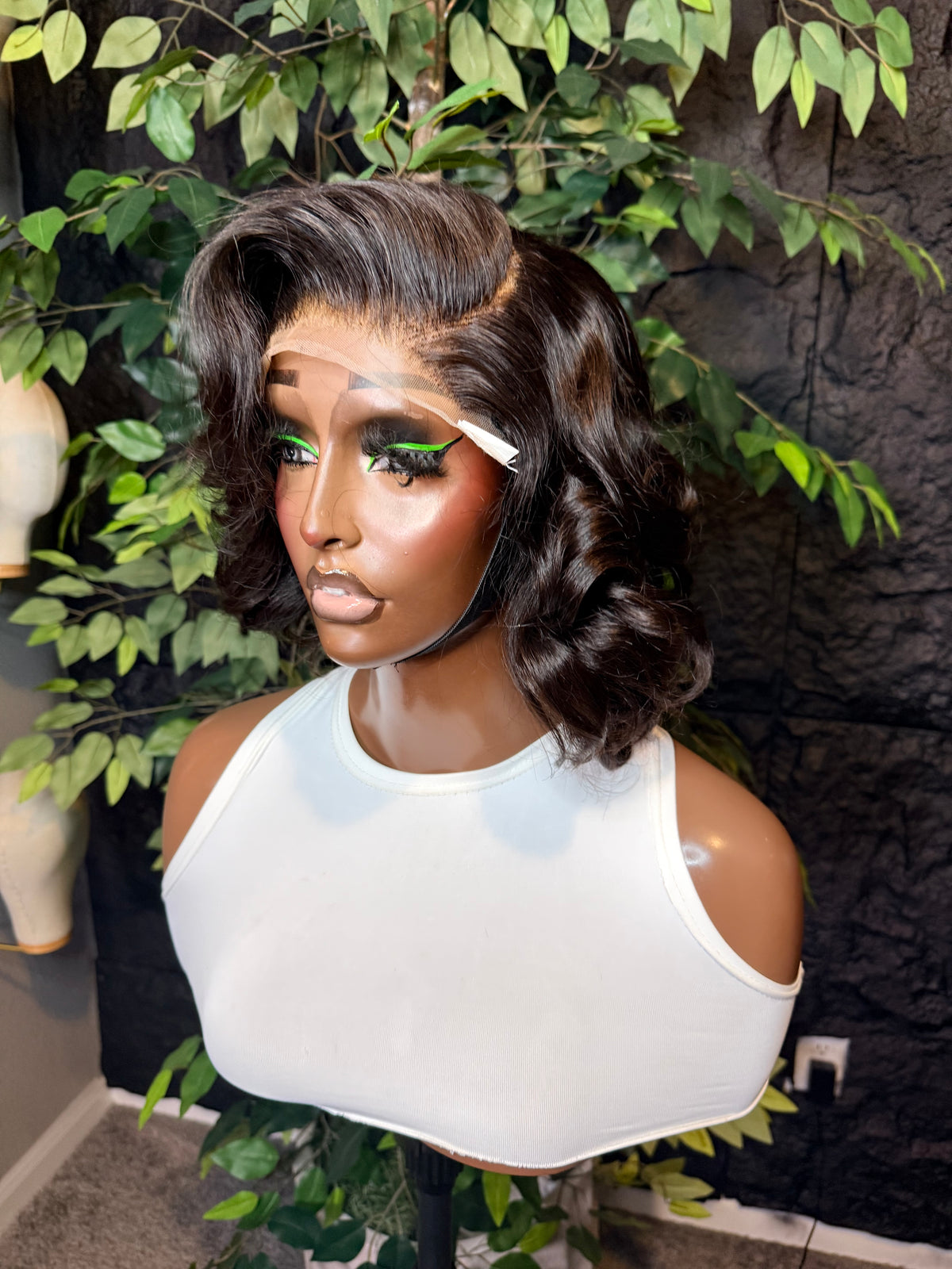 Wig Diana, Raw single donor hair with 5x5 matching closure. 180% density 10 inches