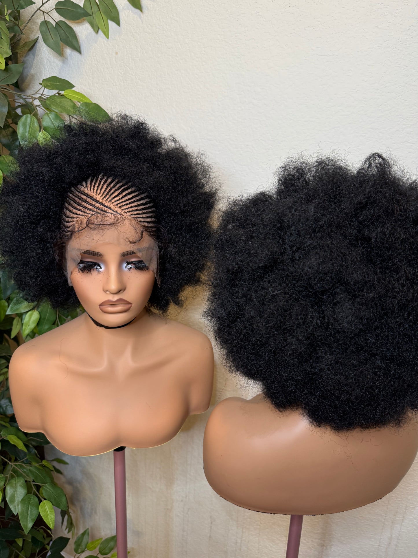 Afro kinky cornrow wig, made with blend lace.