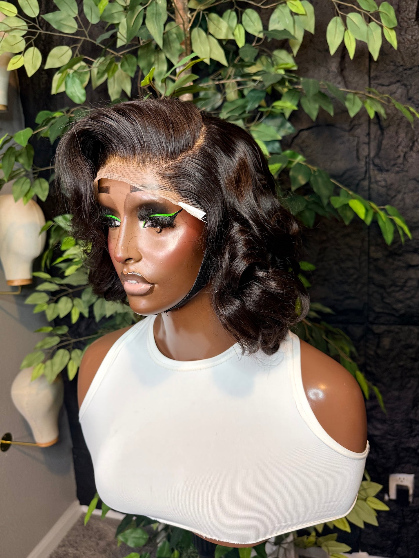 Wig Diana, Raw single donor hair with 5x5 matching closure. 180% density 10 inches