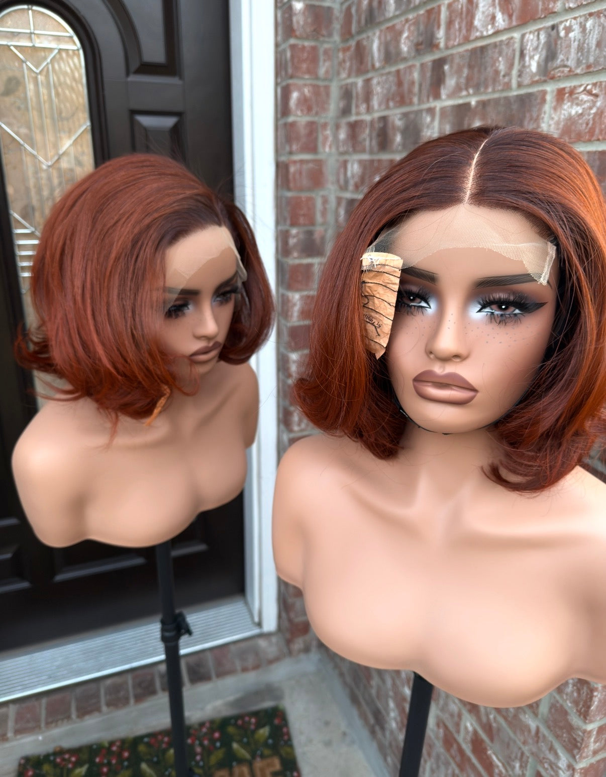 Raw Single donor wig, Cajun burnt orange human hair wig made with HD lace