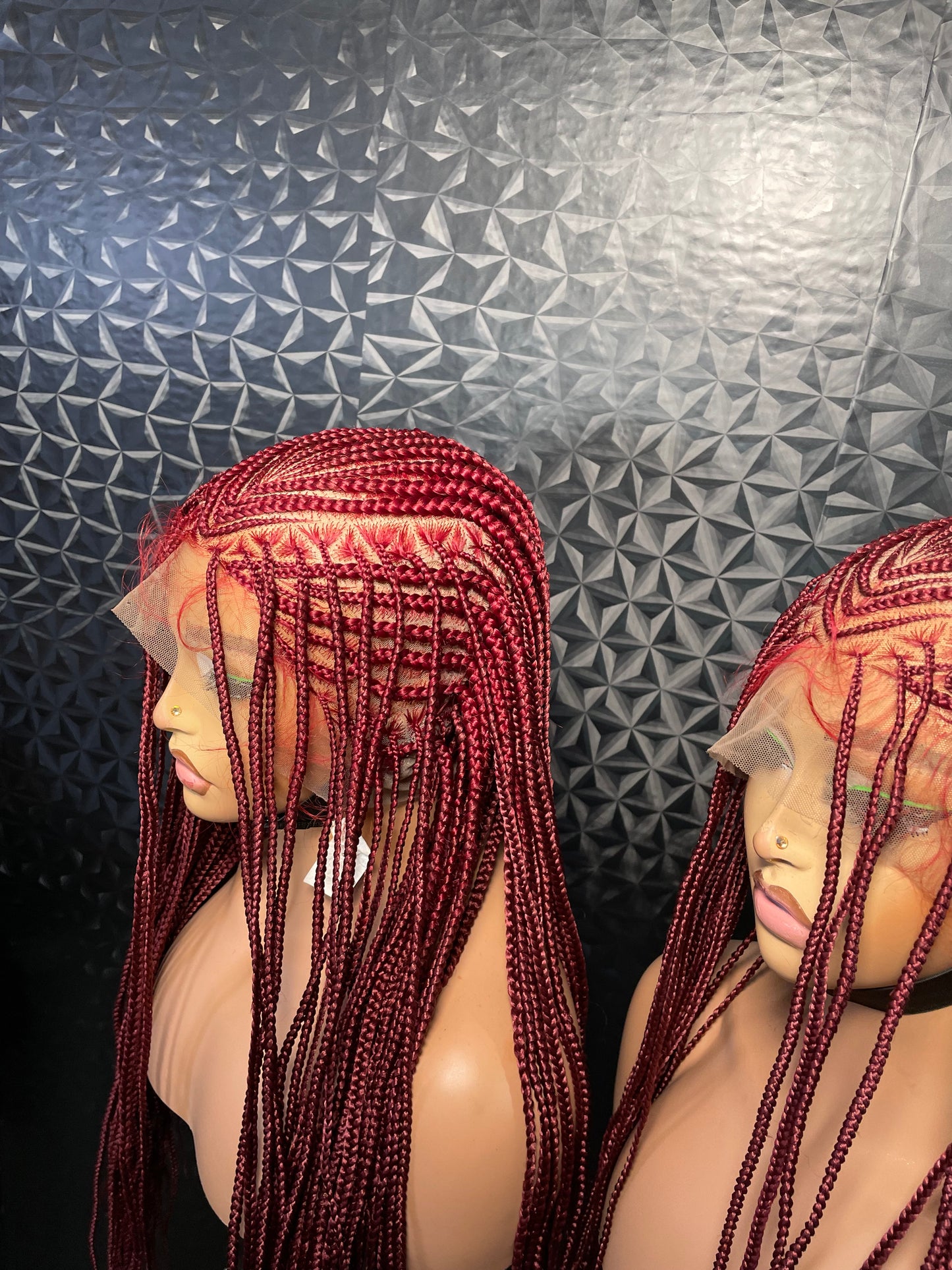 24 inches V-flip cornrows braided wig. Full lace wig.