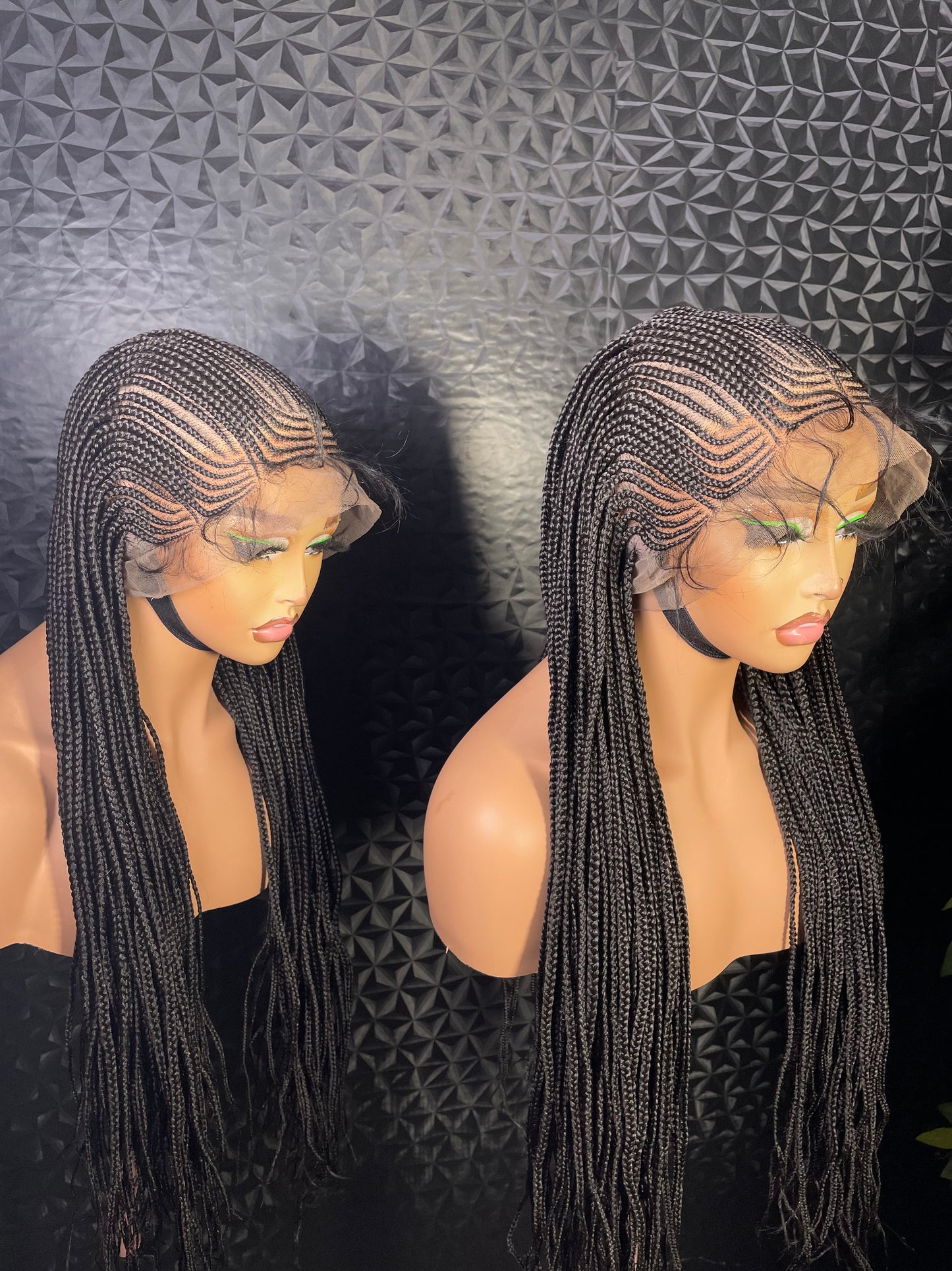 Mirror face cornrow braided wig in 24 inches