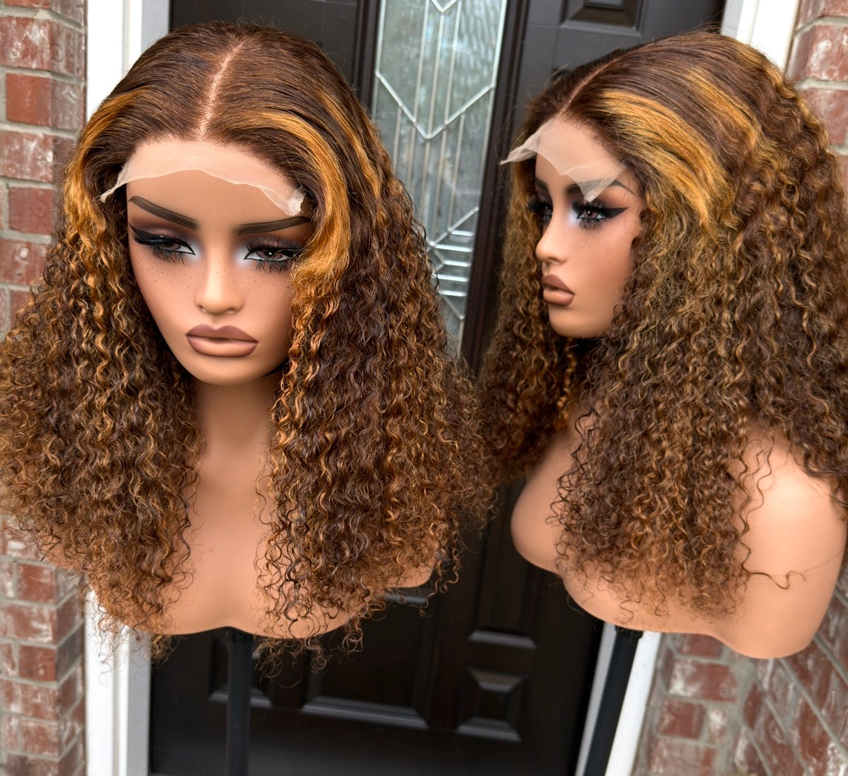 18 inches sdd pixie curly human hair wig in piano color, 180+ density. Very water friendly.