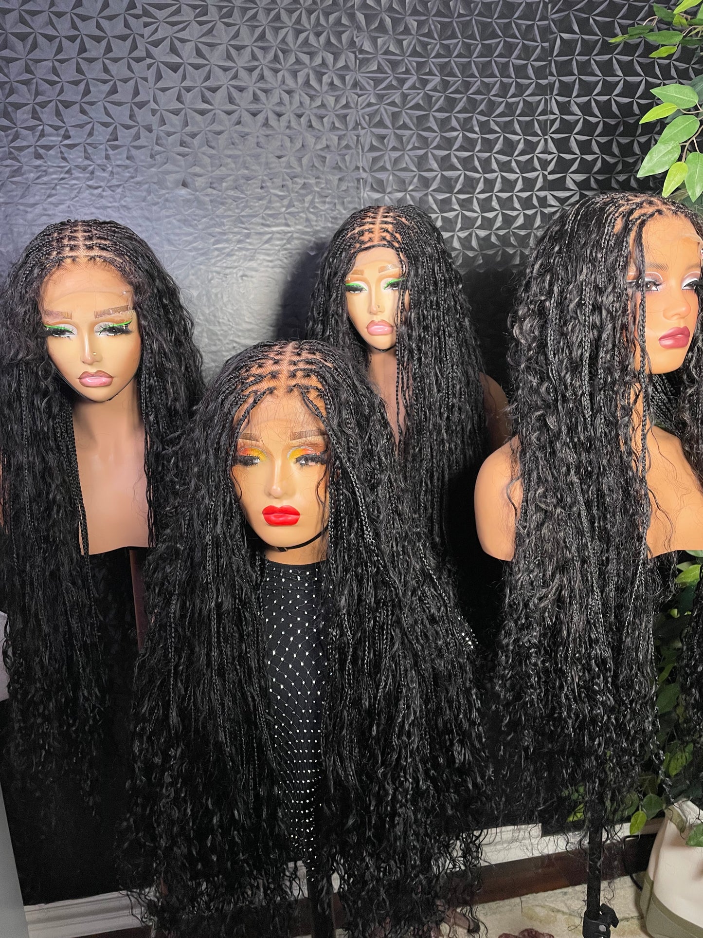 Knotless boho braids made with human hair curls. 5x5 closure