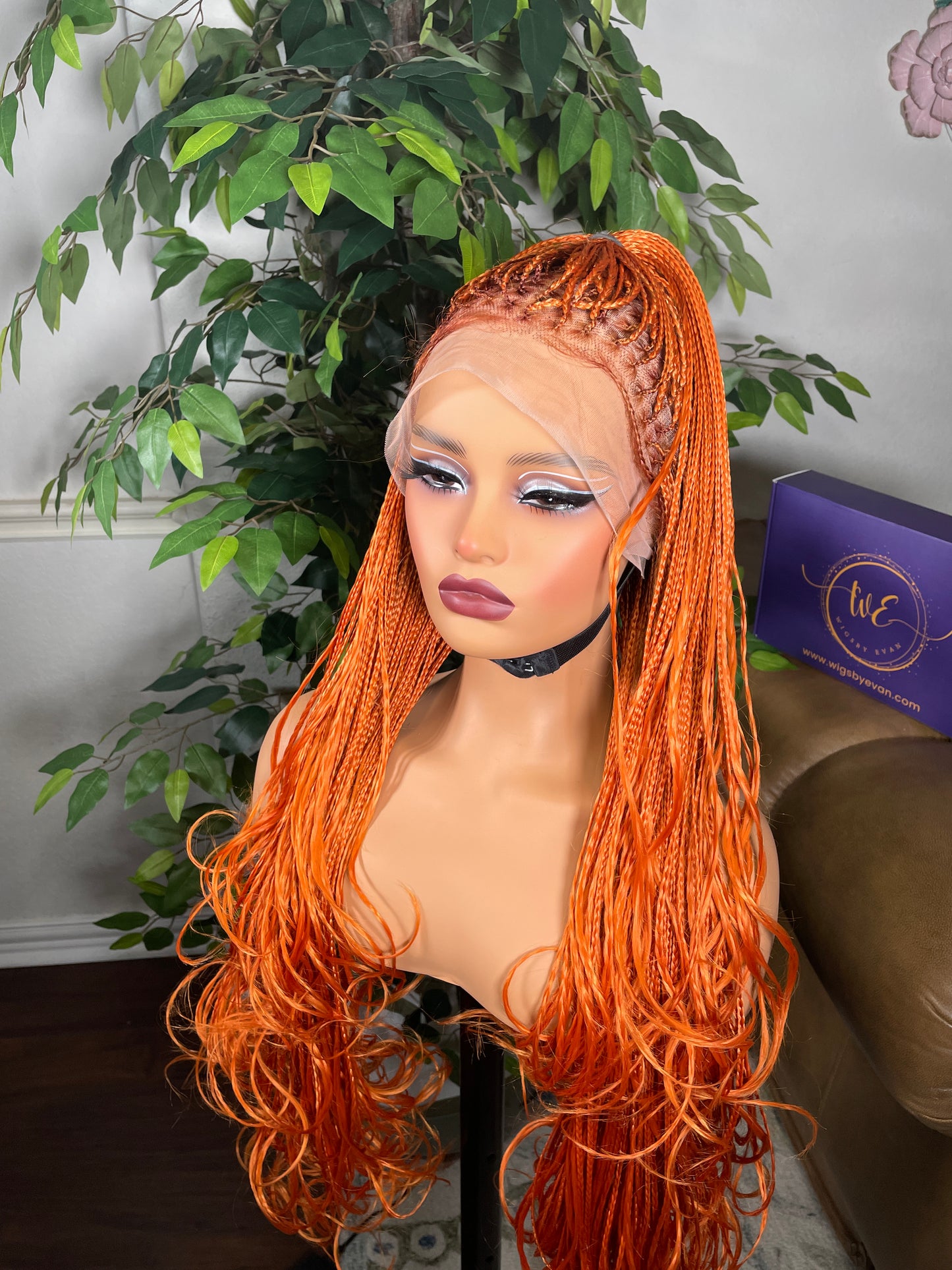 Human hair base Knotless frontal braided wig