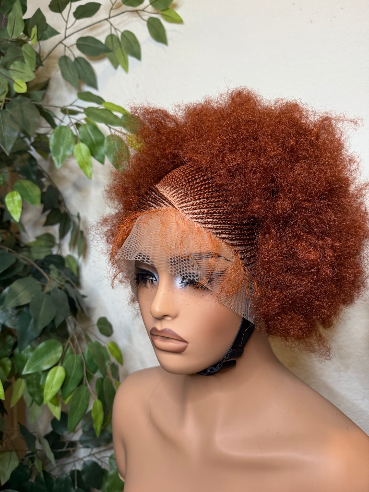 Afro kinky cornrow wig, made with blend lace.