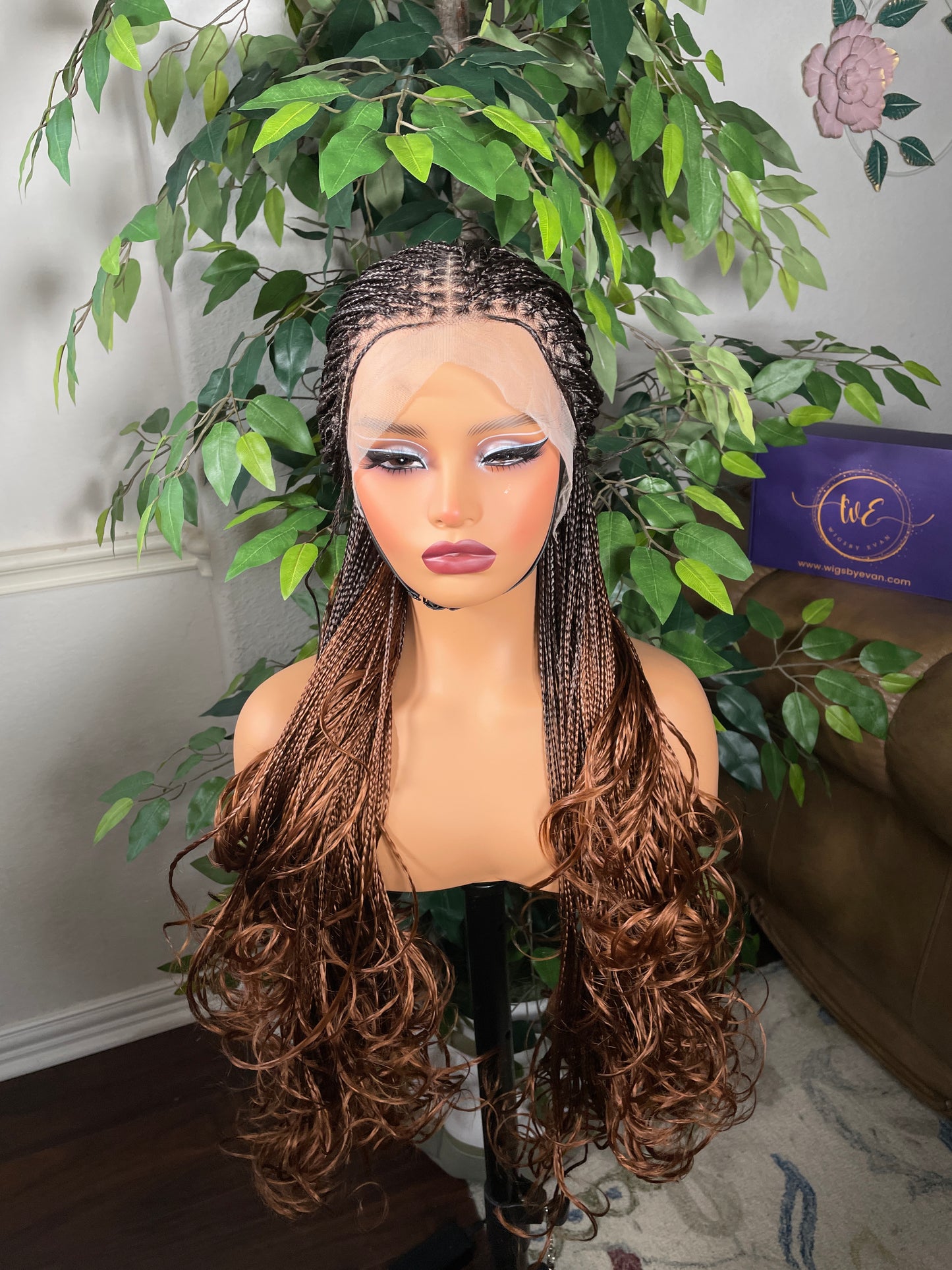 Human hair base Knotless frontal braided wig