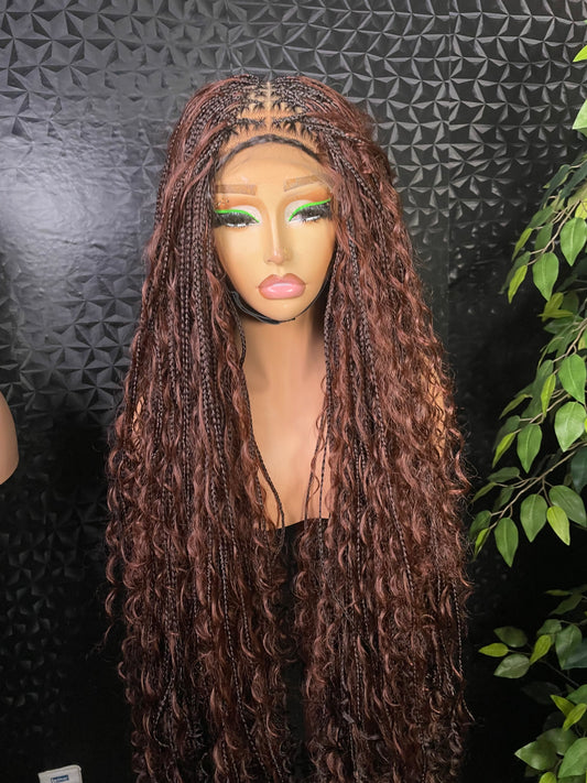 6x6 synthetic boho braids in color 2 with highlights, 30 inches