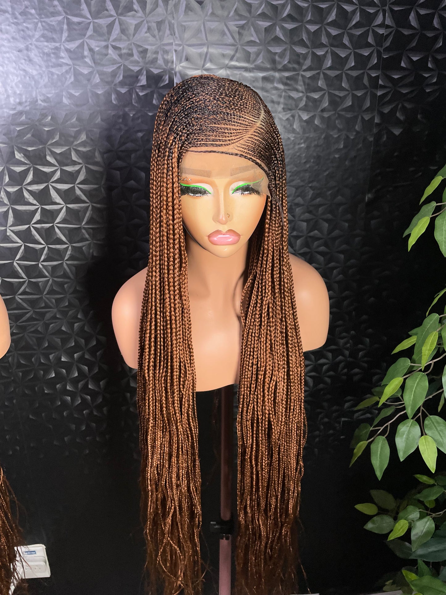 C curve cornrow braided wig.