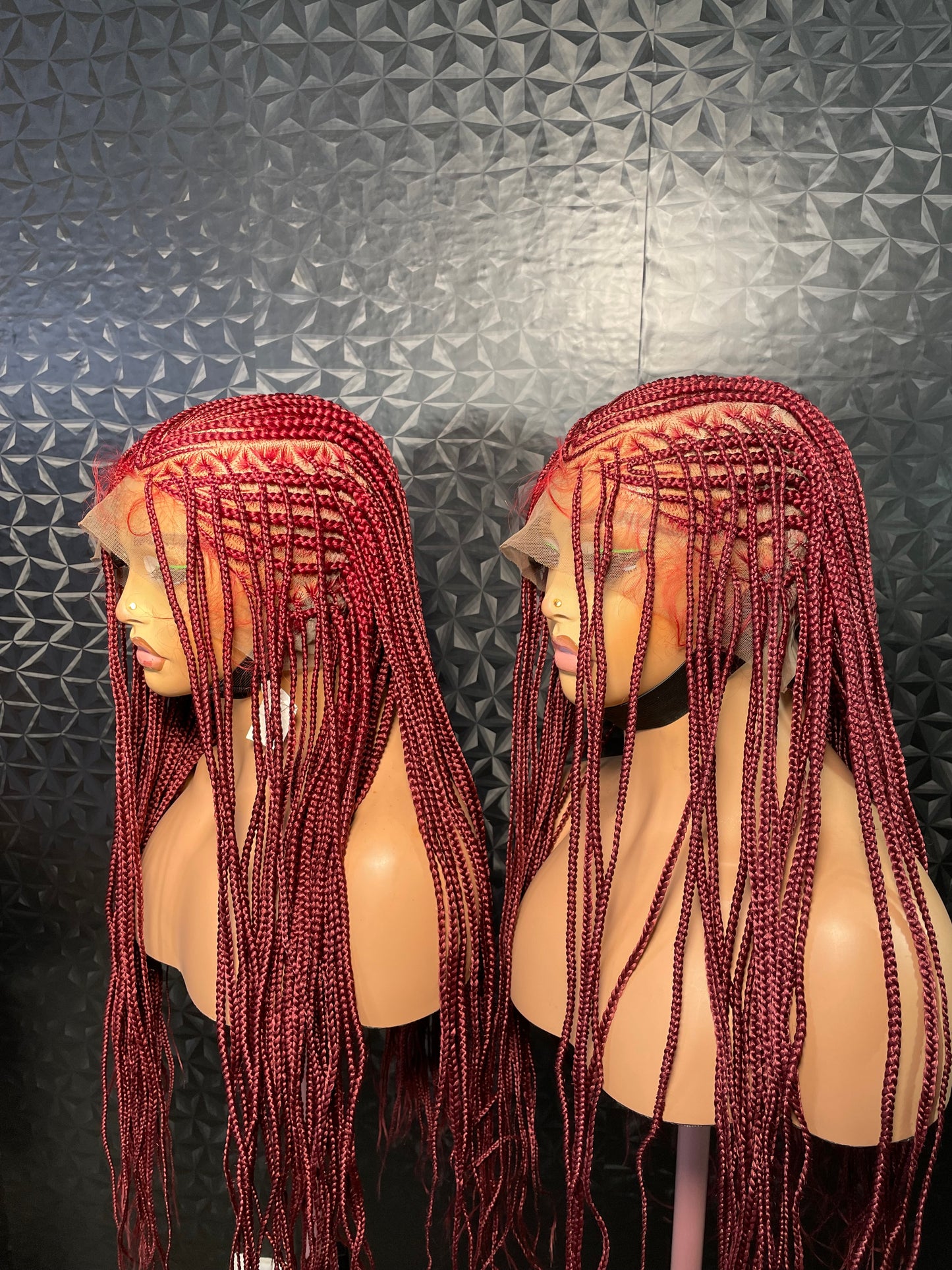 24 inches V-flip cornrows braided wig. Full lace wig.