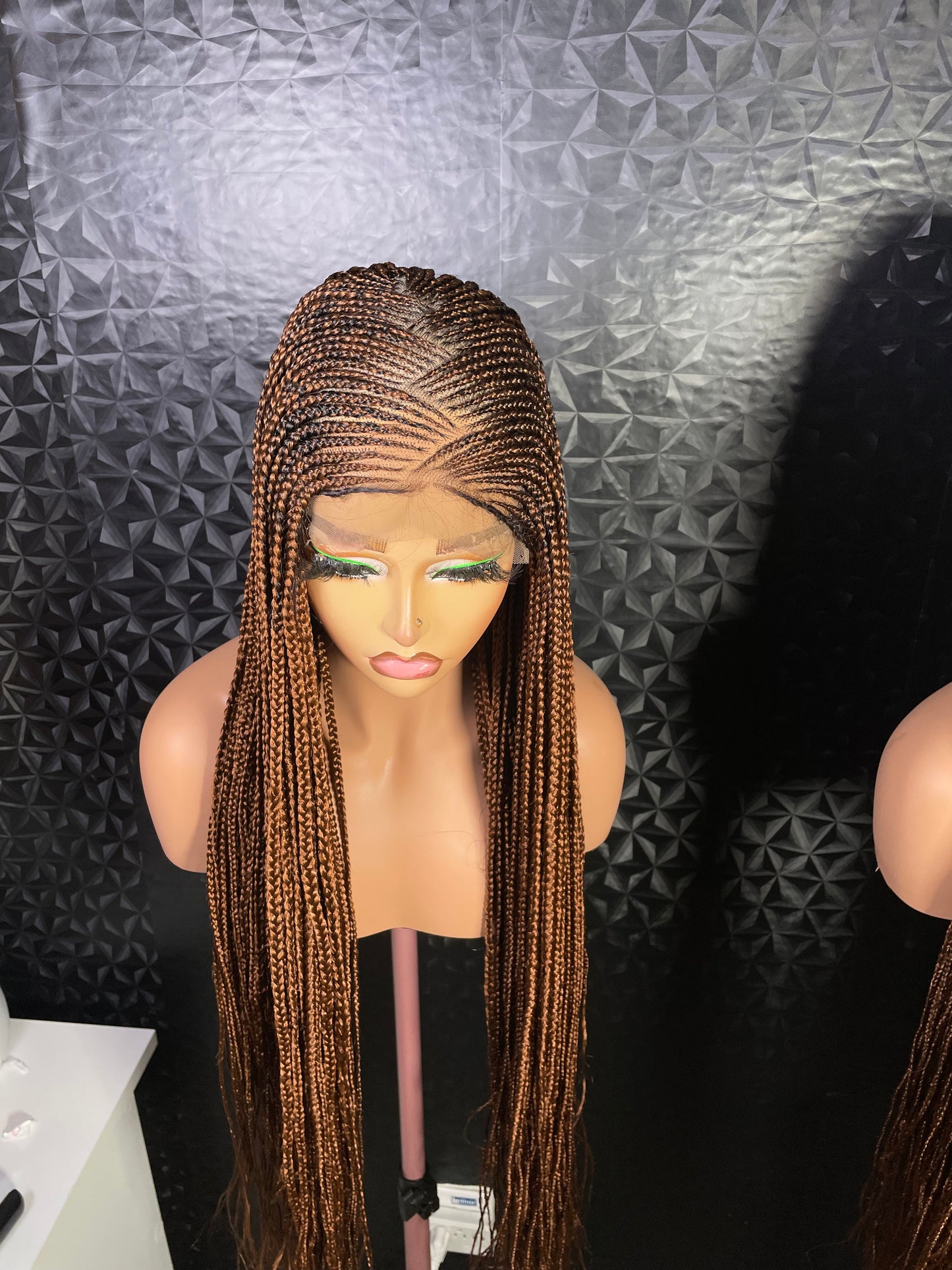 C curve cornrow braided wig.