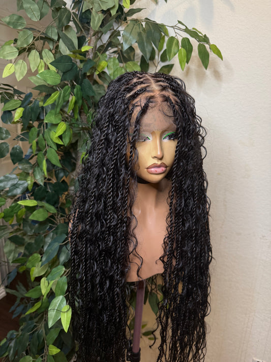 Knotless Twist braids with boho available in different colors. (Medium size) Beautiful for all black women