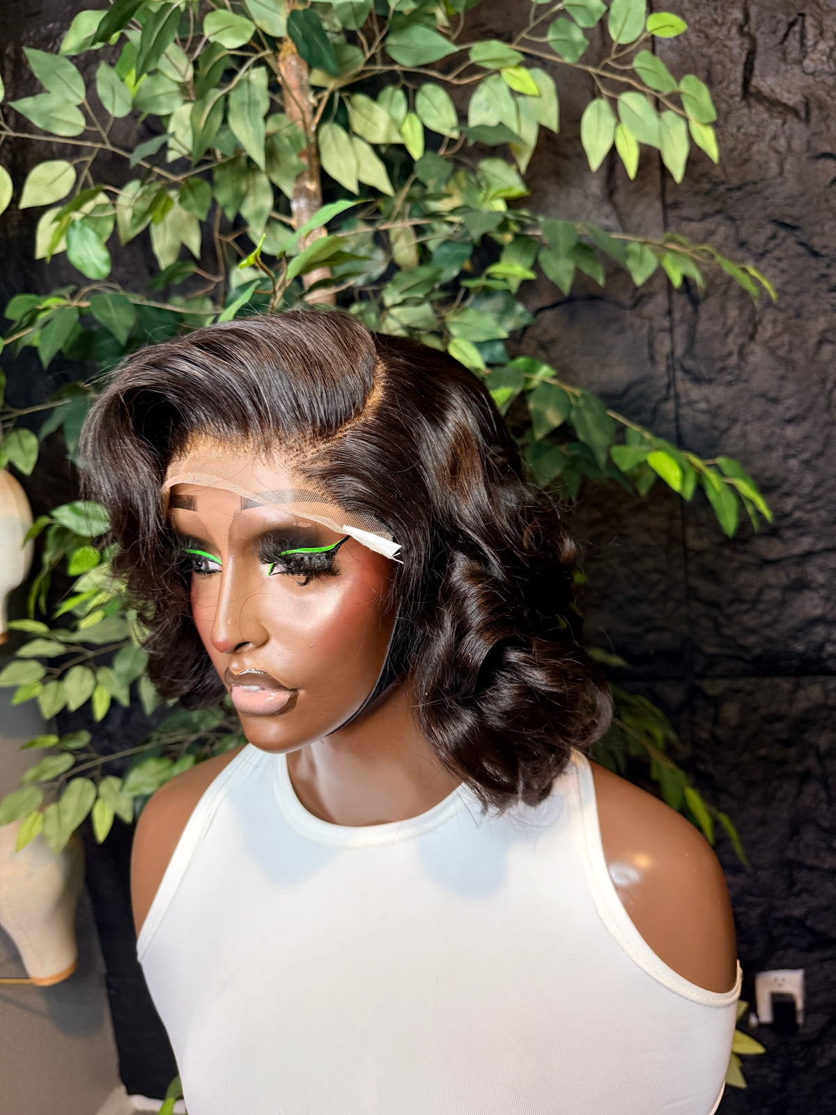 Wig Diana, Raw single donor hair with 5x5 matching closure. 180% density 10 inches