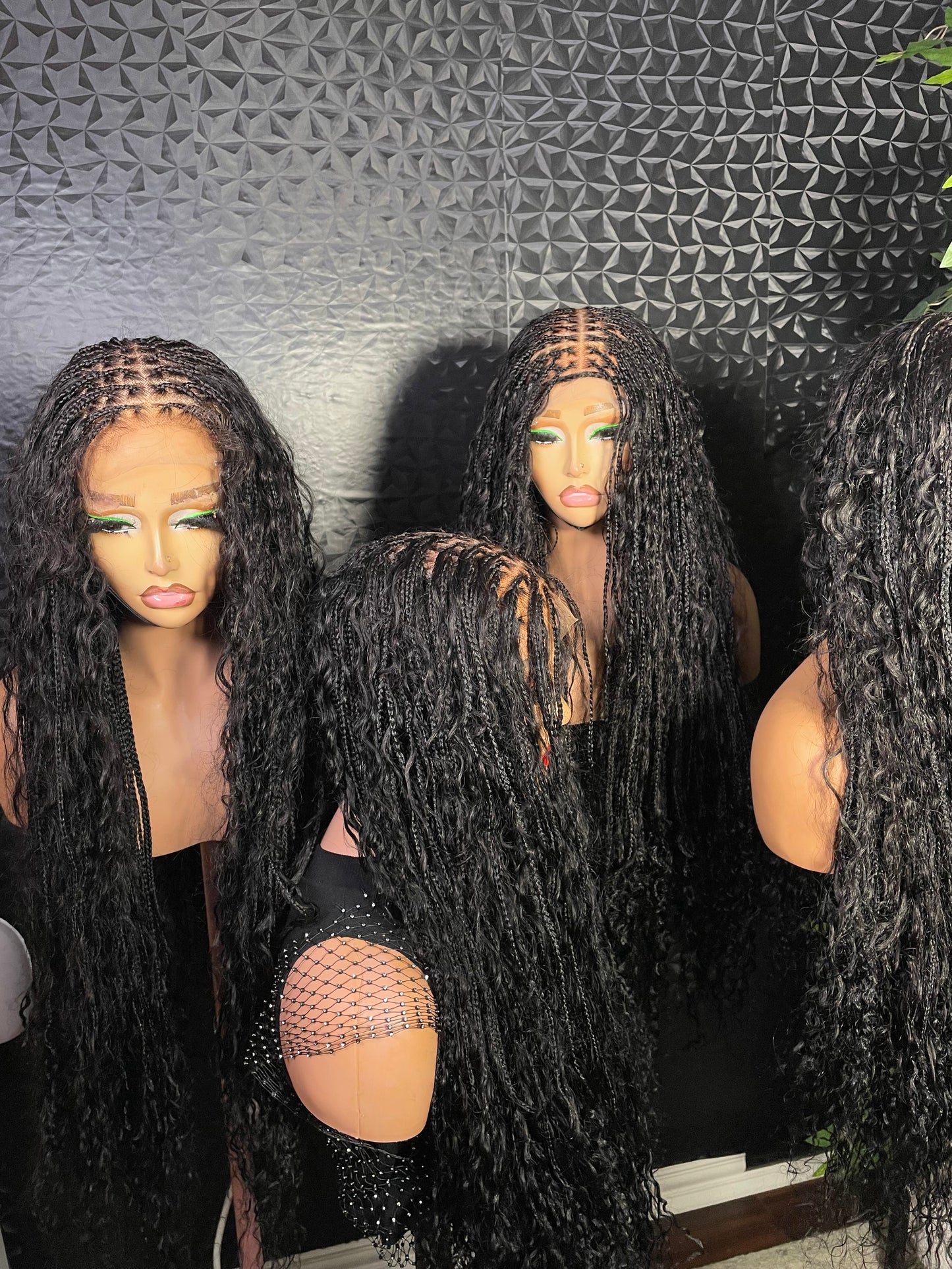 Knotless boho braids made with human hair curls. 5x5 closure