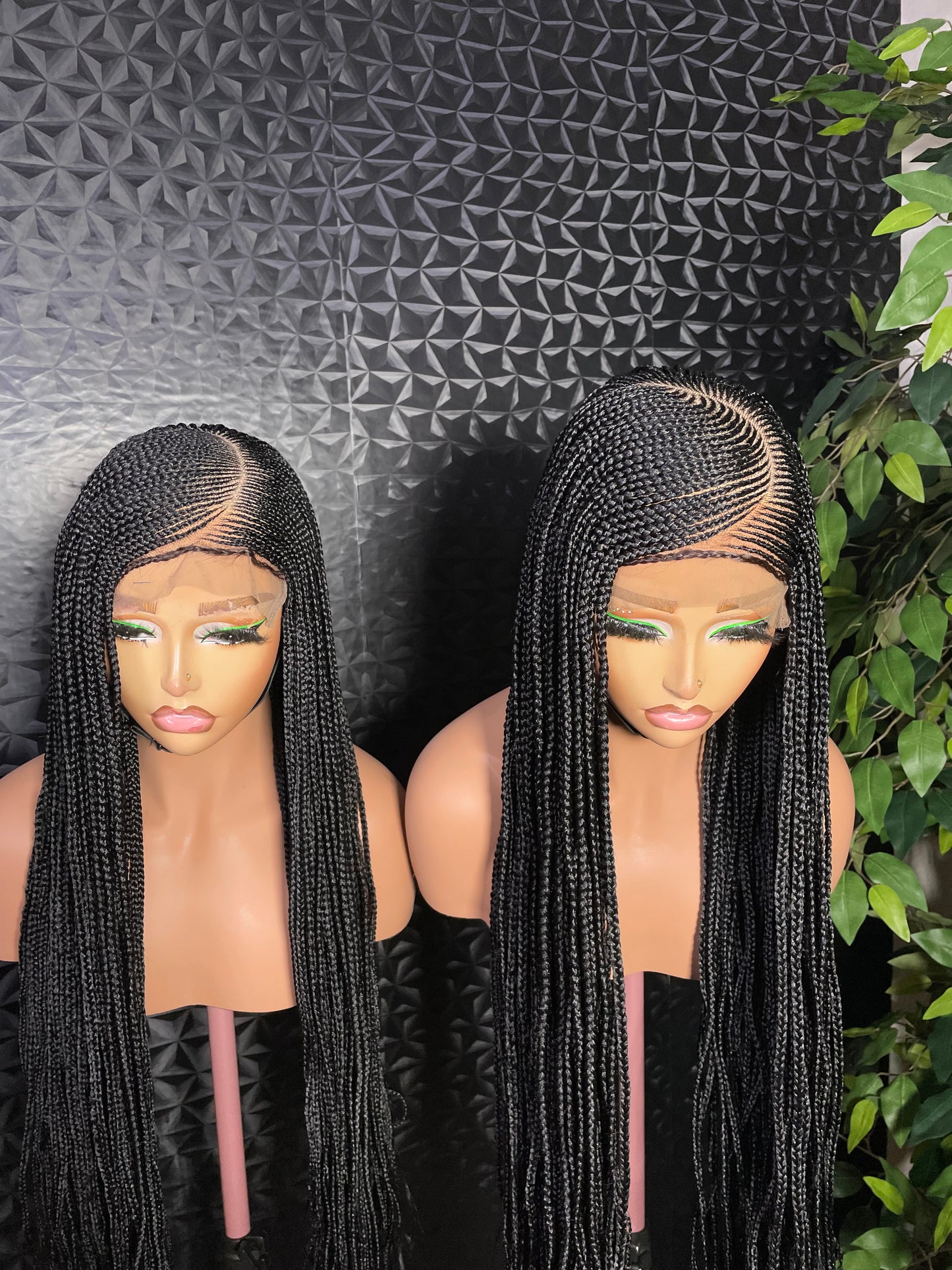 C curve cornrow braided wig.