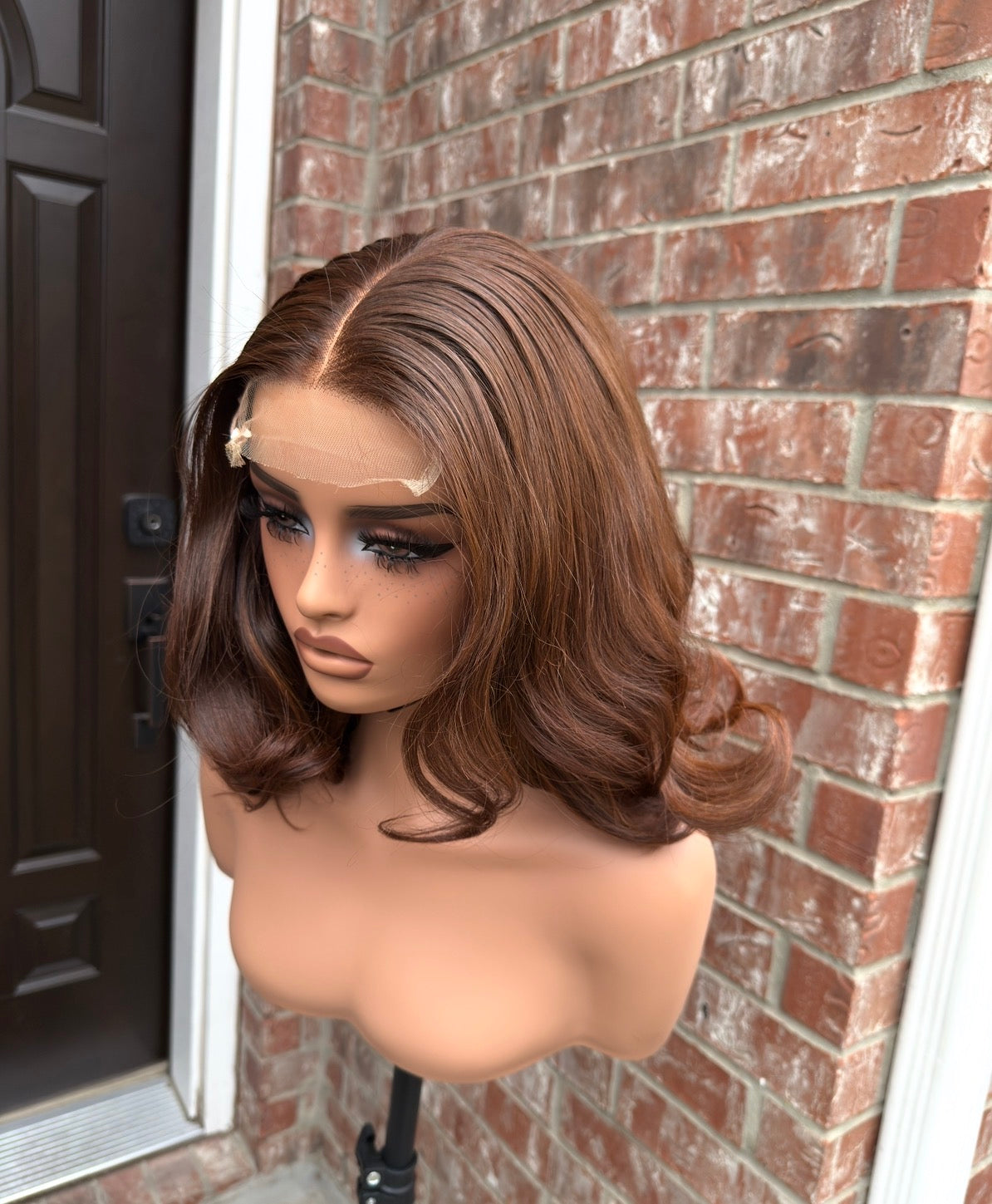 Raw single donor mix brown human hair wig with 5x5 HD lace