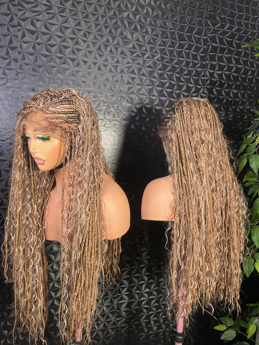 Full lace v flip synthetic boho braids