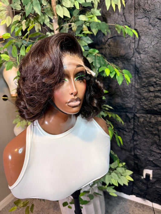 Wig Diana, Raw single donor hair with 5x5 matching closure. 180% density 10 inches
