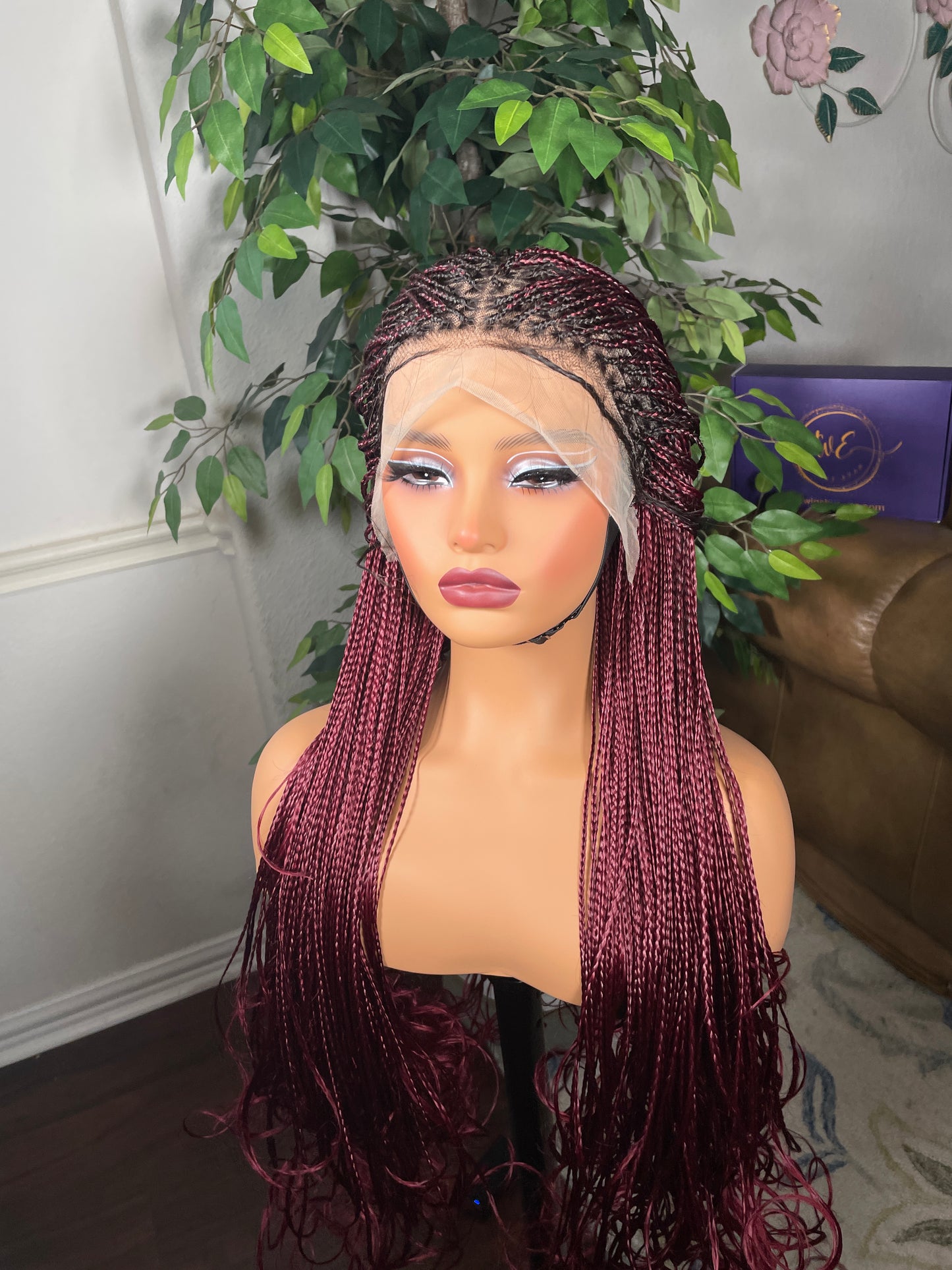 Human hair base Knotless frontal braided wig