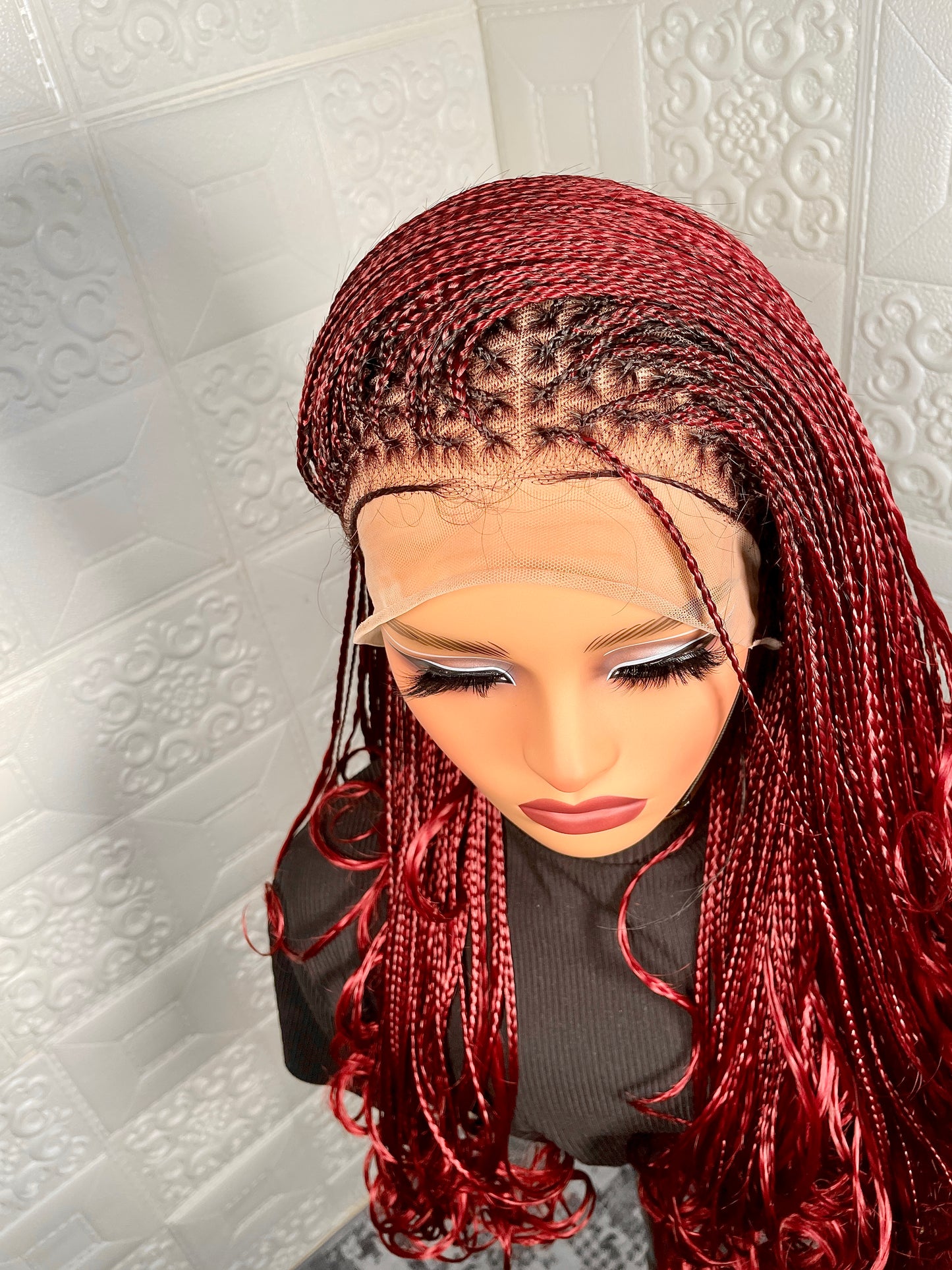 Human hair base Knotless frontal braided wig