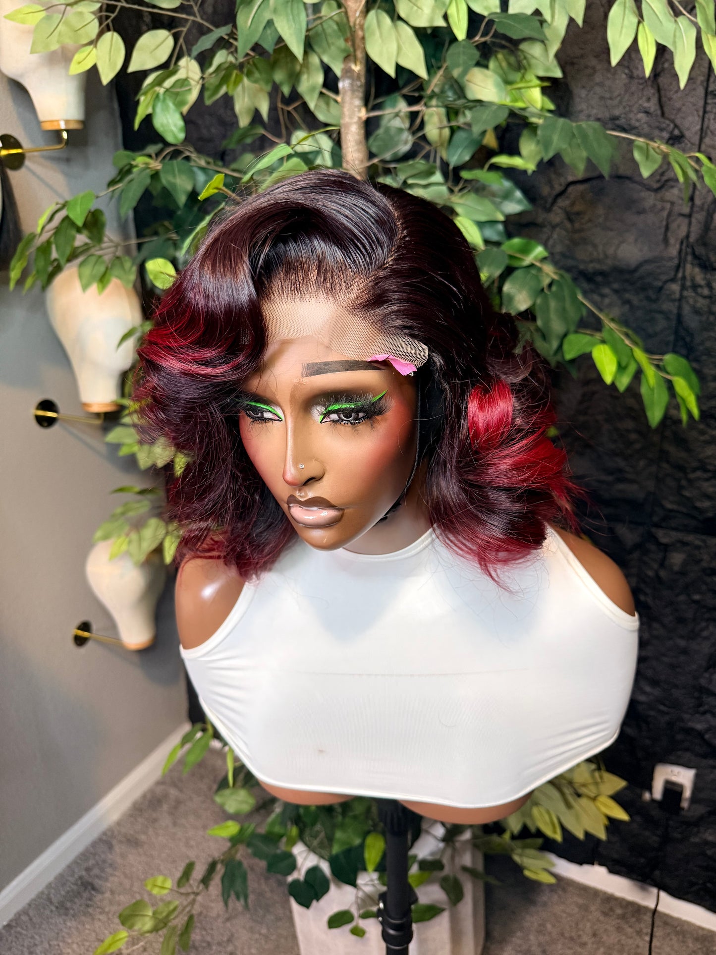 Wig Diana, ( burgundy tip) made with 3bundles + 5x5 closure wig.