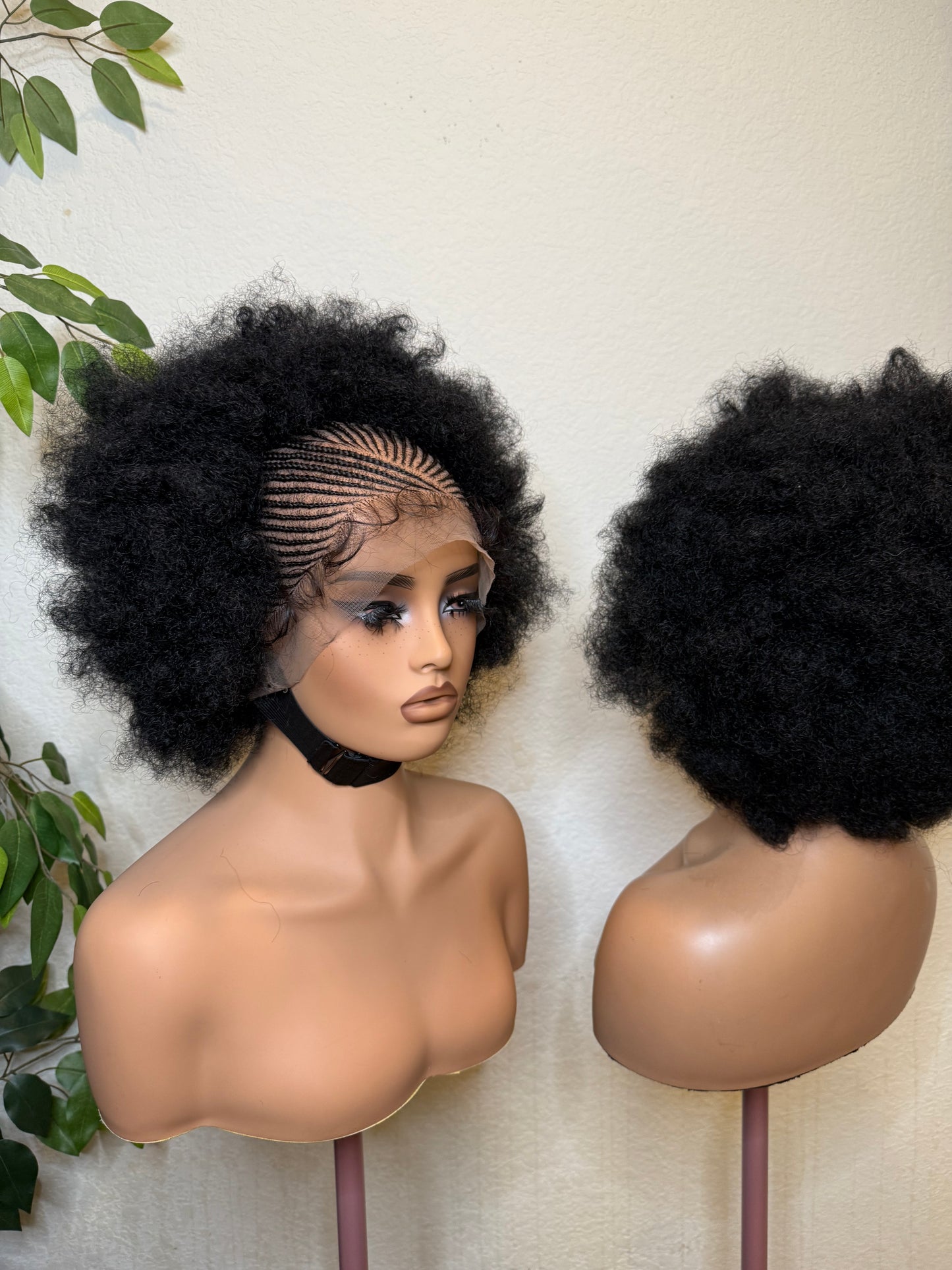 Afro kinky cornrow wig, made with blend lace.