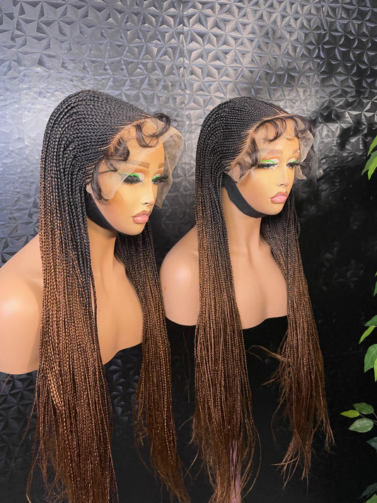 Human hair frontal fulani cornrow braids