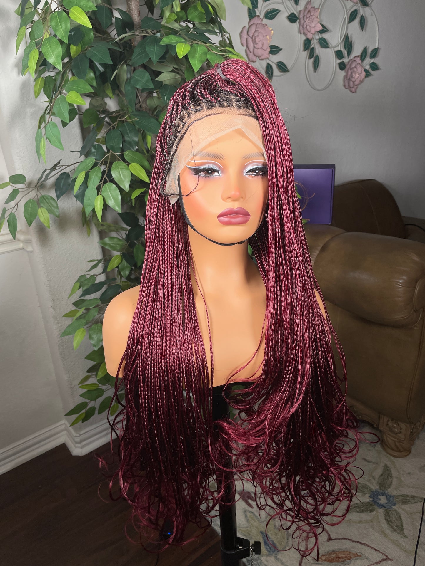 Human hair base Knotless frontal braided wig