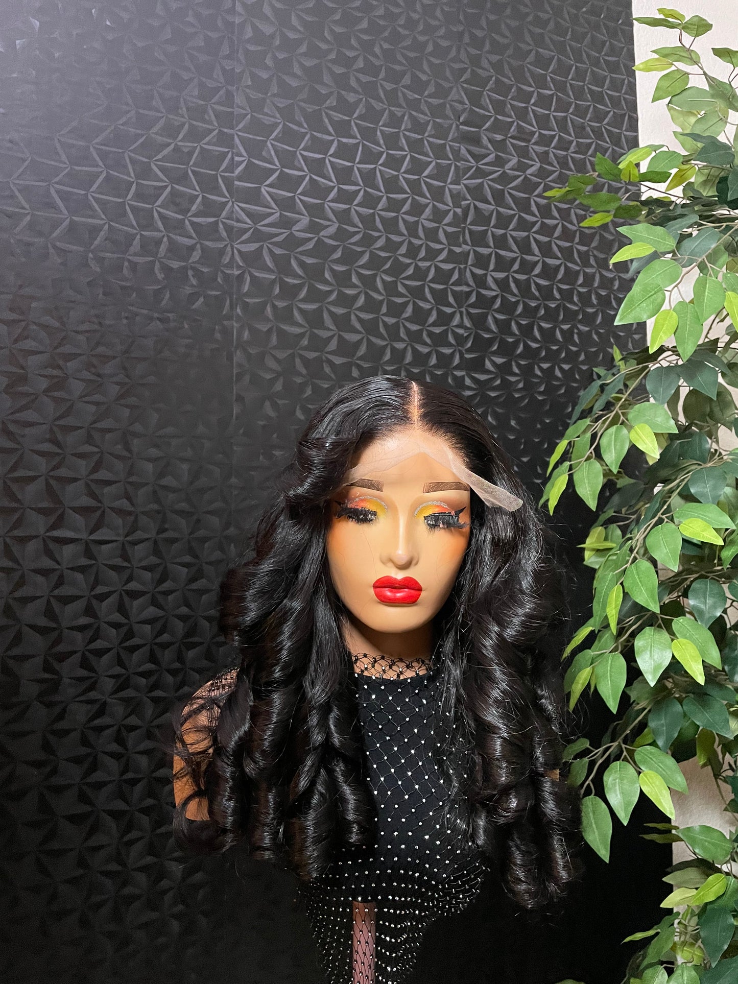 6 by 6 mini frontal wig. 18 inches (layered)180 density