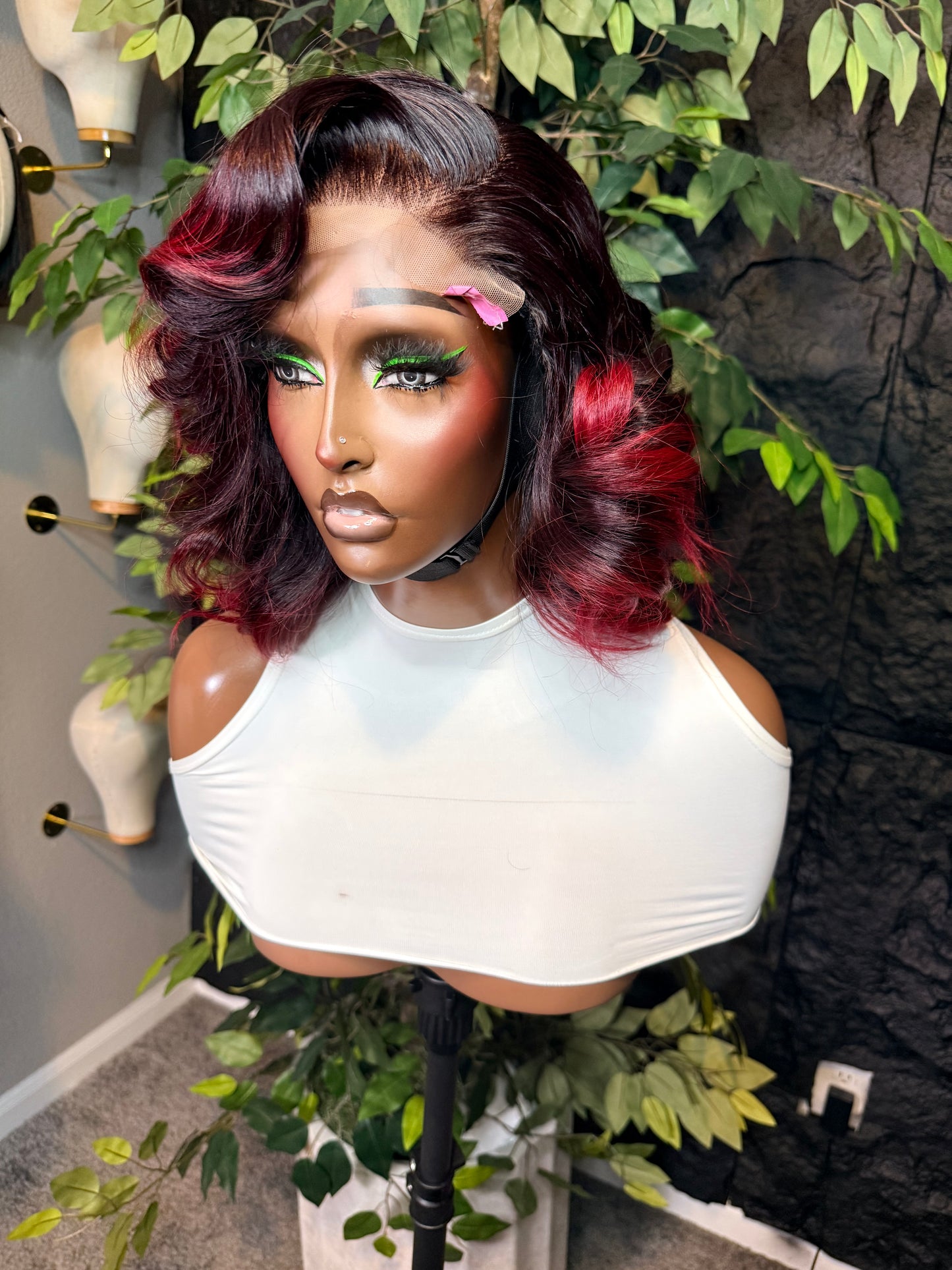 Wig Diana, ( burgundy tip) made with 3bundles + 5x5 closure wig.
