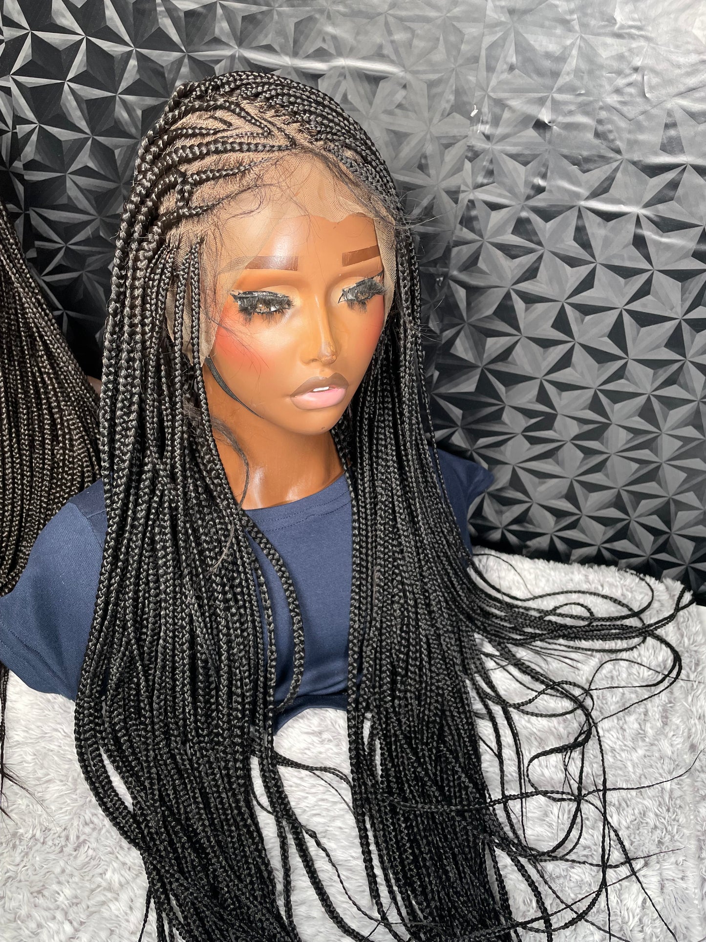 24 inches V-flip cornrows braided wig. Full lace wig.