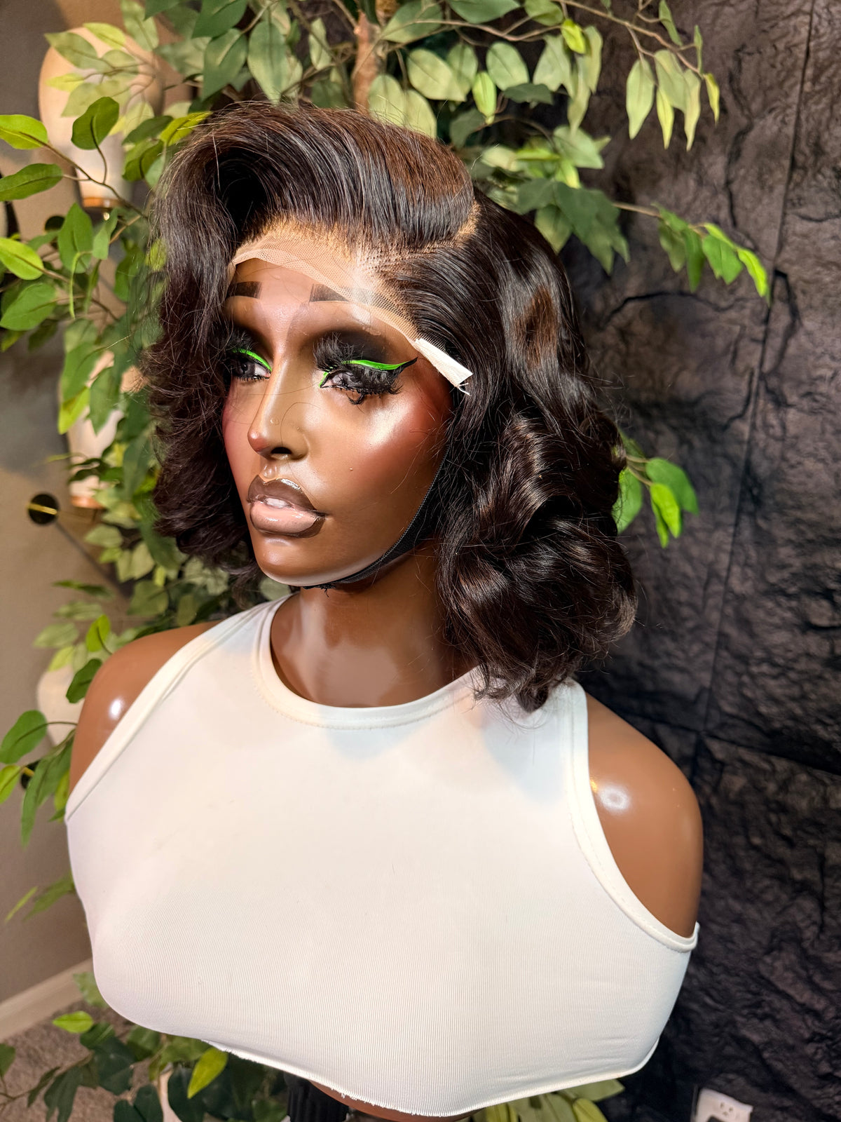 Wig Diana, Raw single donor hair with 5x5 matching closure. 180% density 10 inches