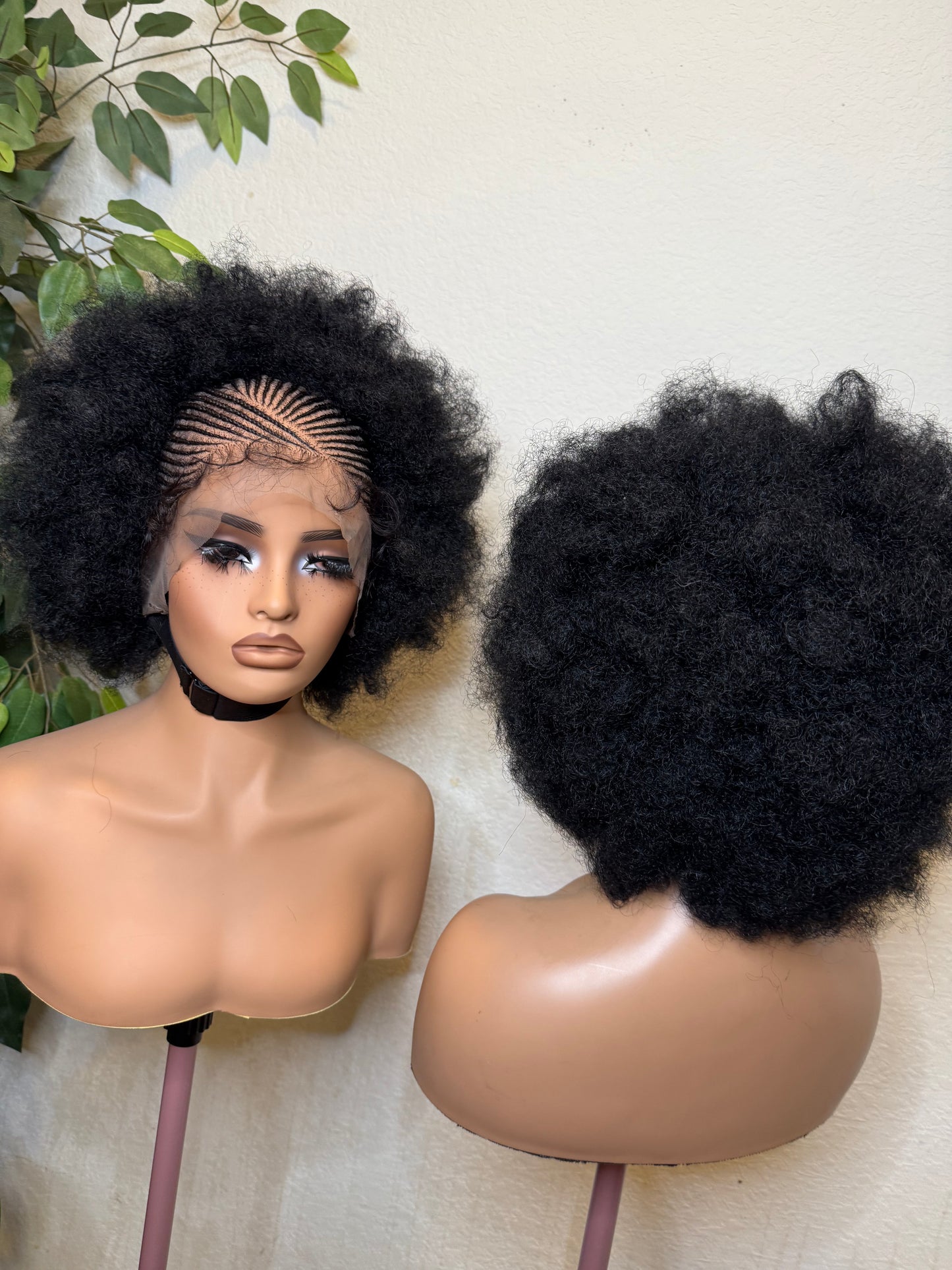 Afro kinky cornrow wig, made with blend lace.