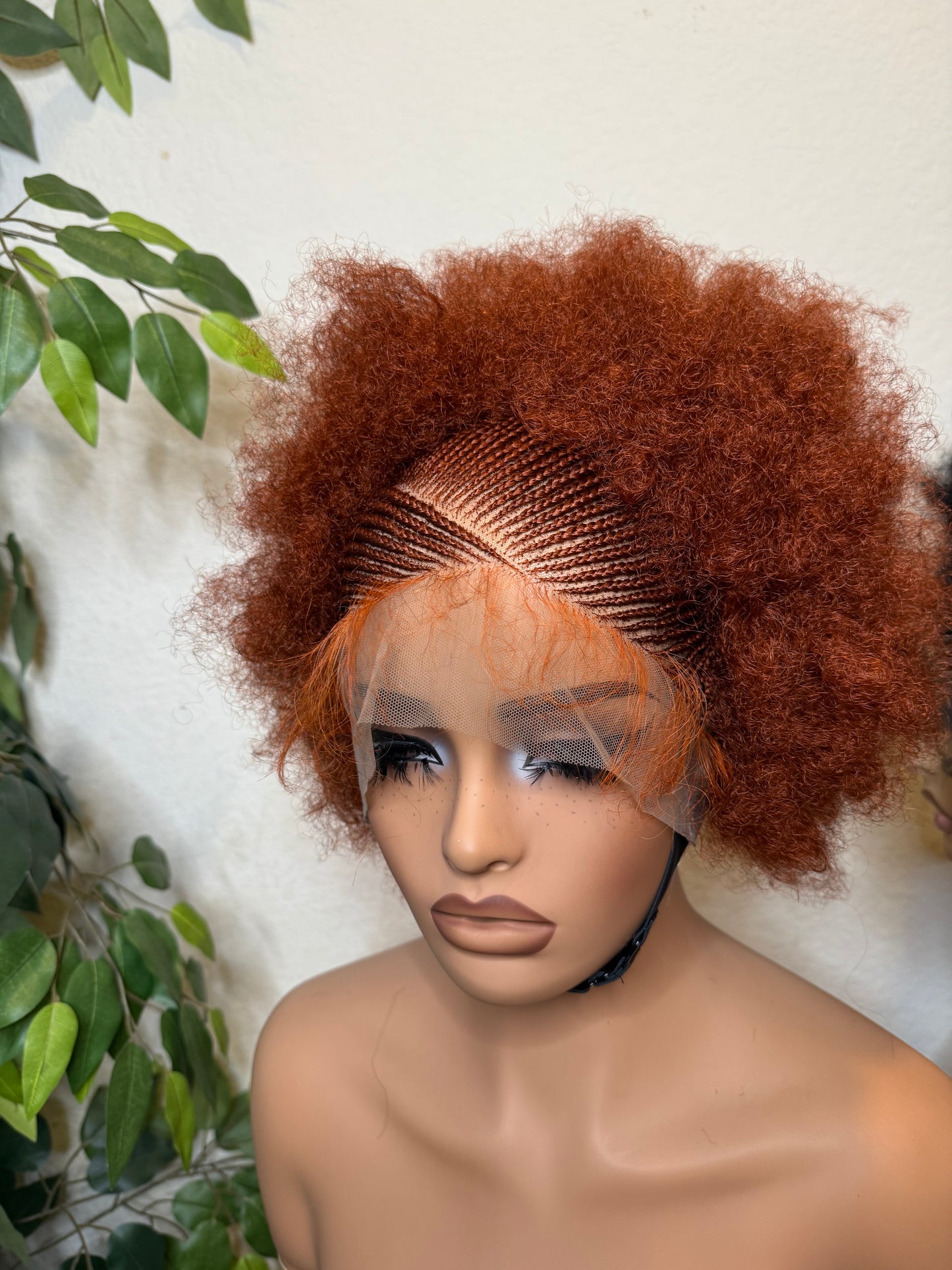 Afro kinky cornrow wig, made with blend lace.