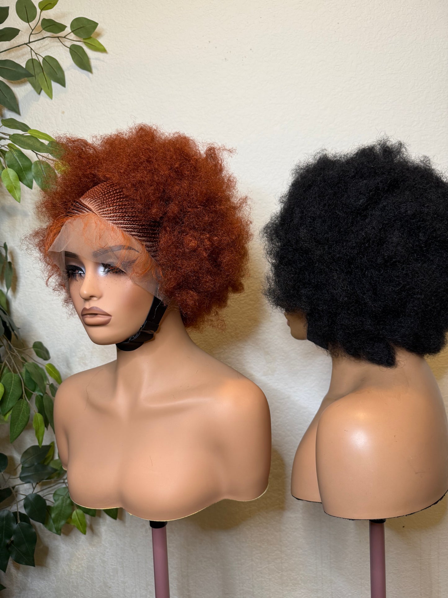 Afro kinky cornrow wig, made with blend lace.