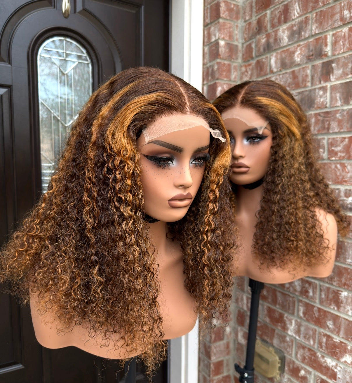 18 inches sdd pixie curly human hair wig in piano color, 180+ density. Very water friendly.