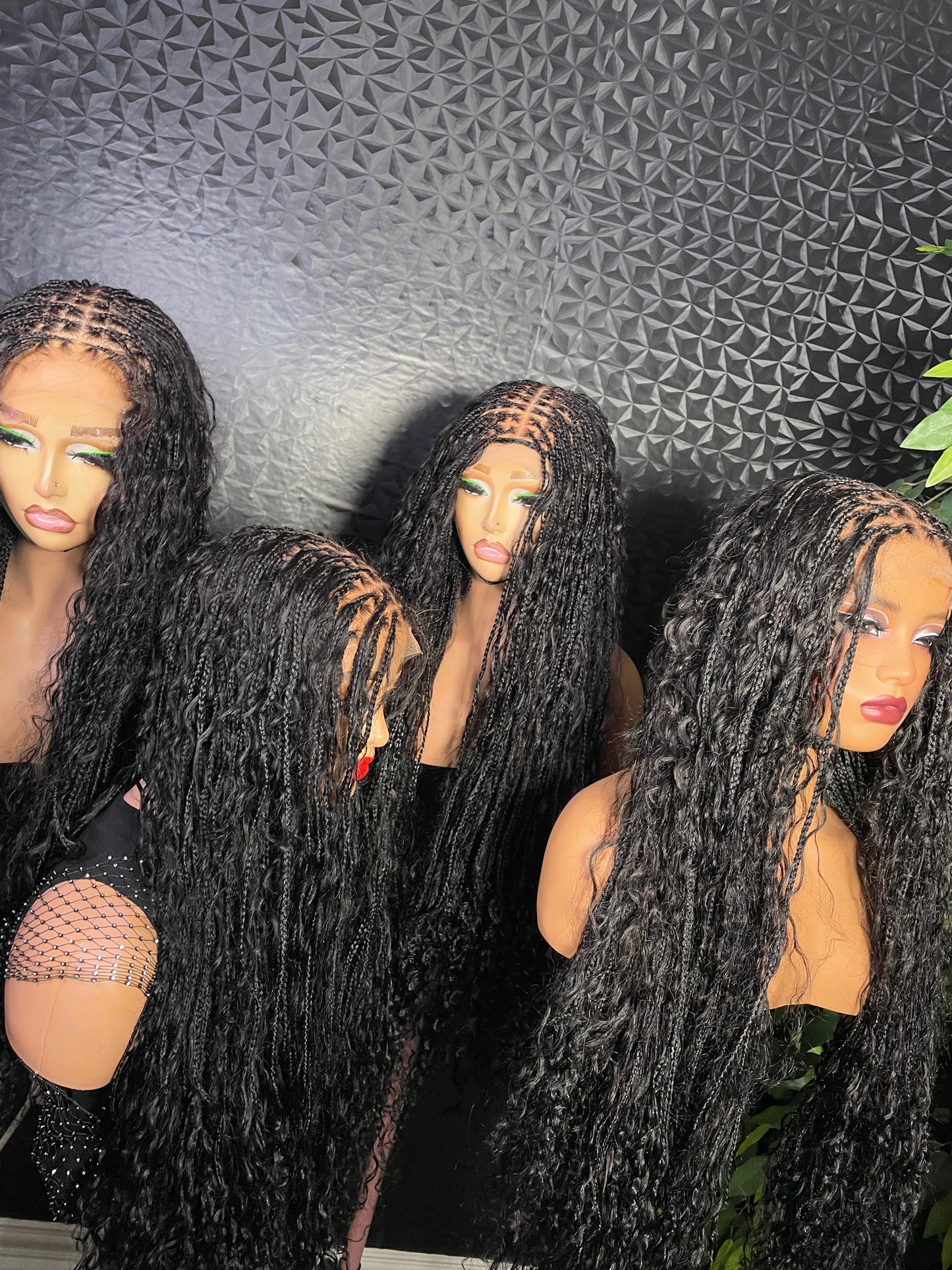 Knotless boho braids made with human hair curls. 5x5 closure