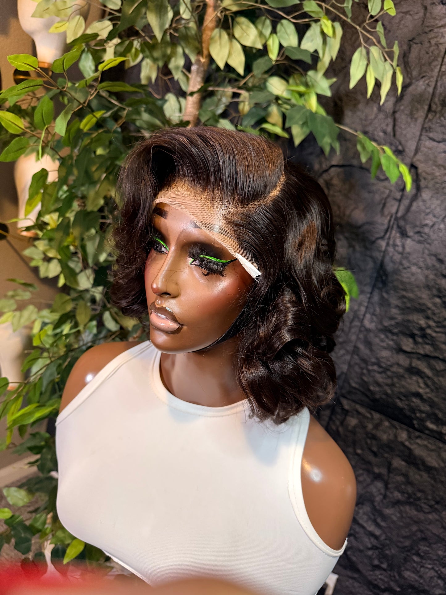 Wig Diana, Raw single donor hair with 5x5 matching closure. 180% density 10 inches