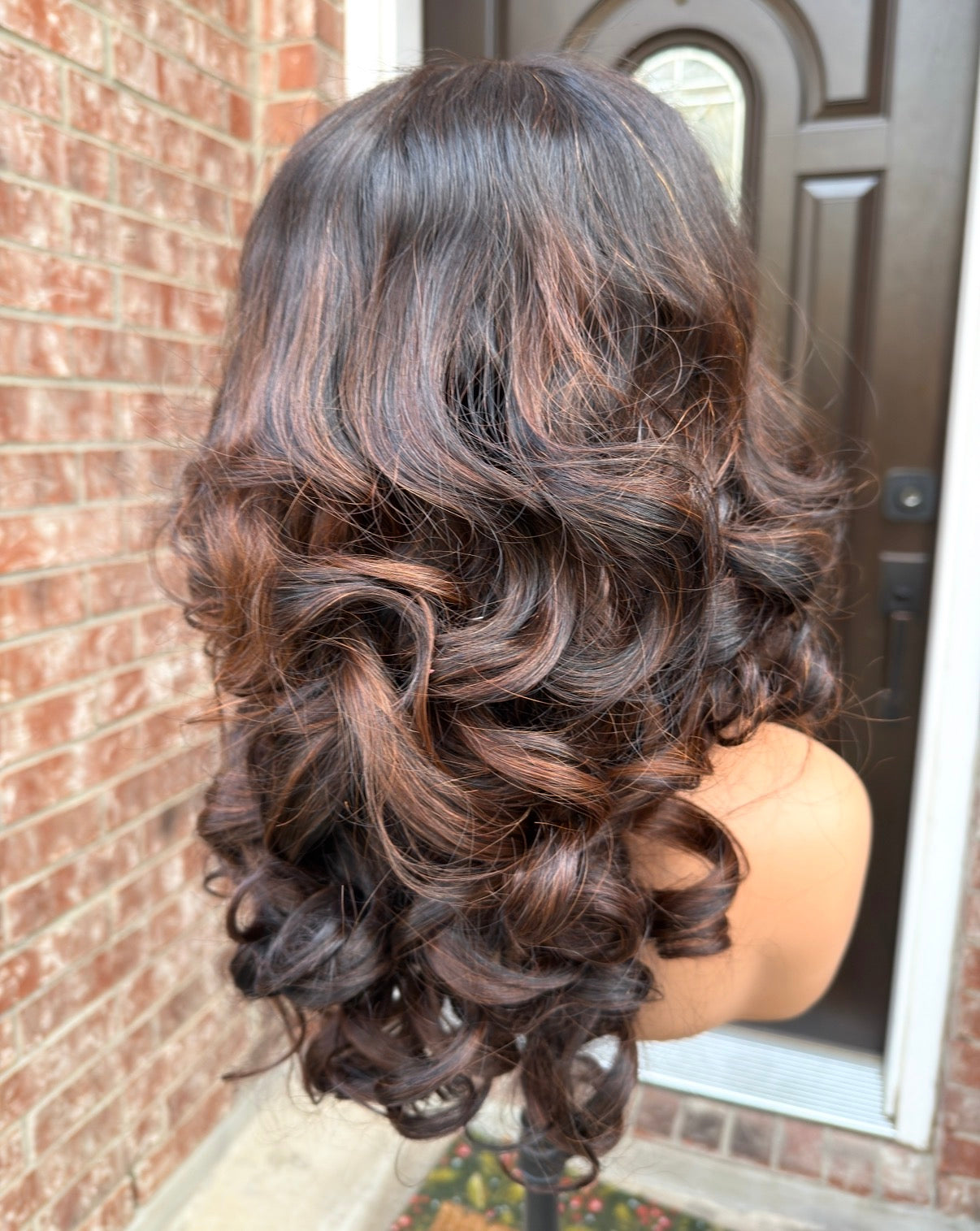 Vietnamese virgin bouncy human hair wig. Layered with 14”16” and 18 inches bundles ( 300 grams)