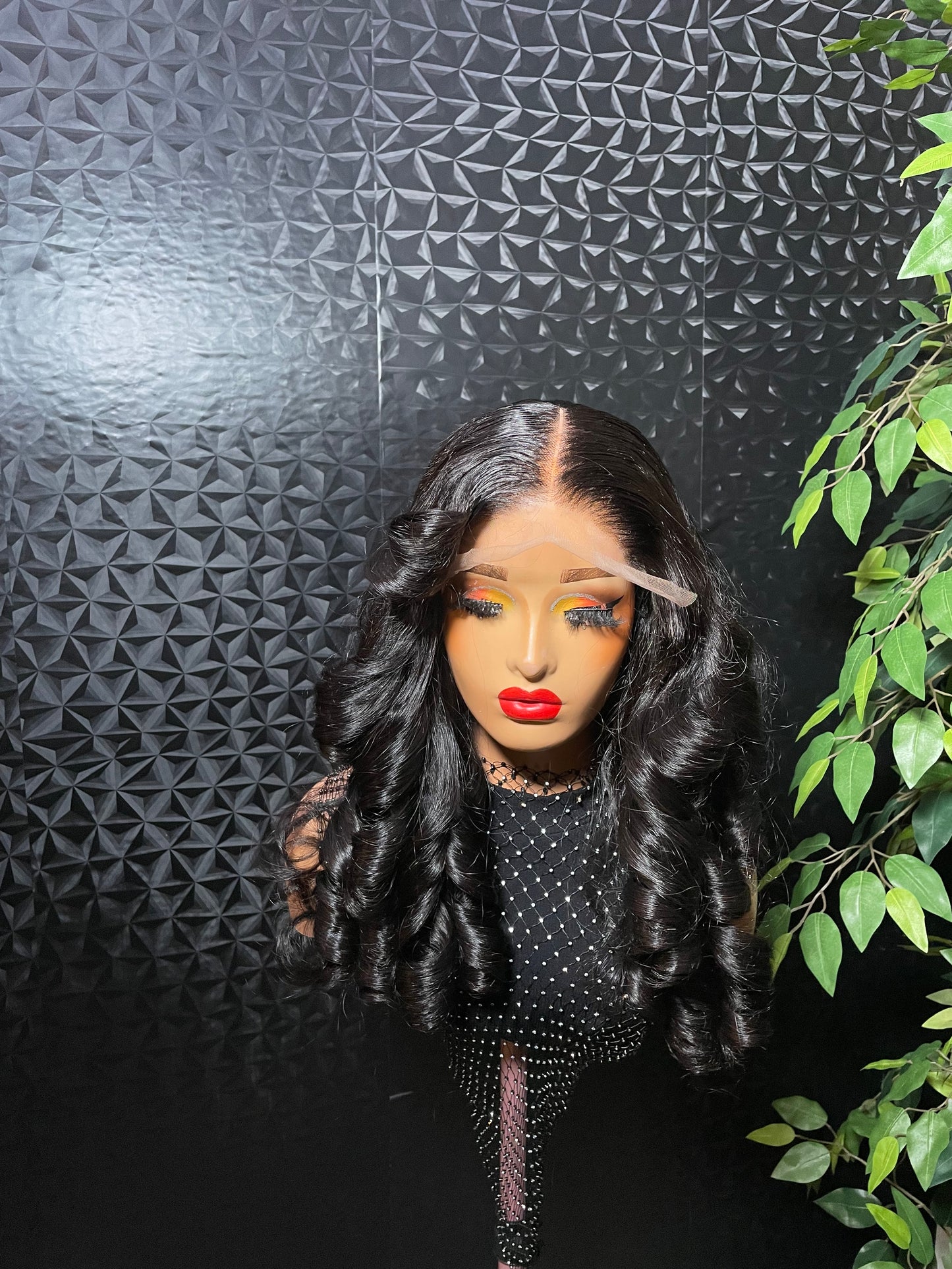 6 by 6 mini frontal wig. 18 inches (layered)180 density