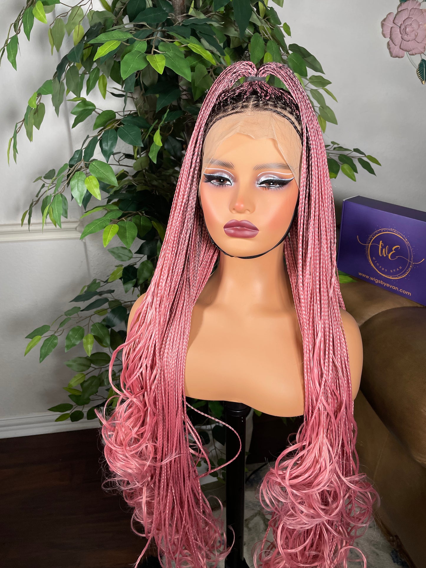 Human hair base Knotless frontal braided wig