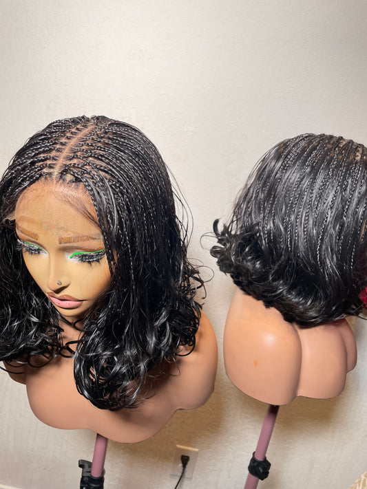 12 inches spanish bob braided wig made with human hair lace.