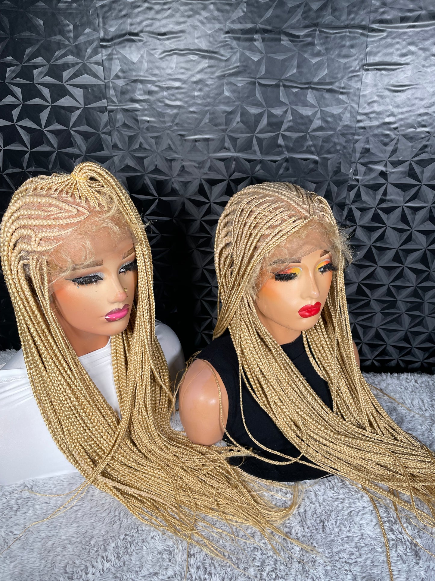 24 inches V-flip cornrows braided wig. Full lace wig.