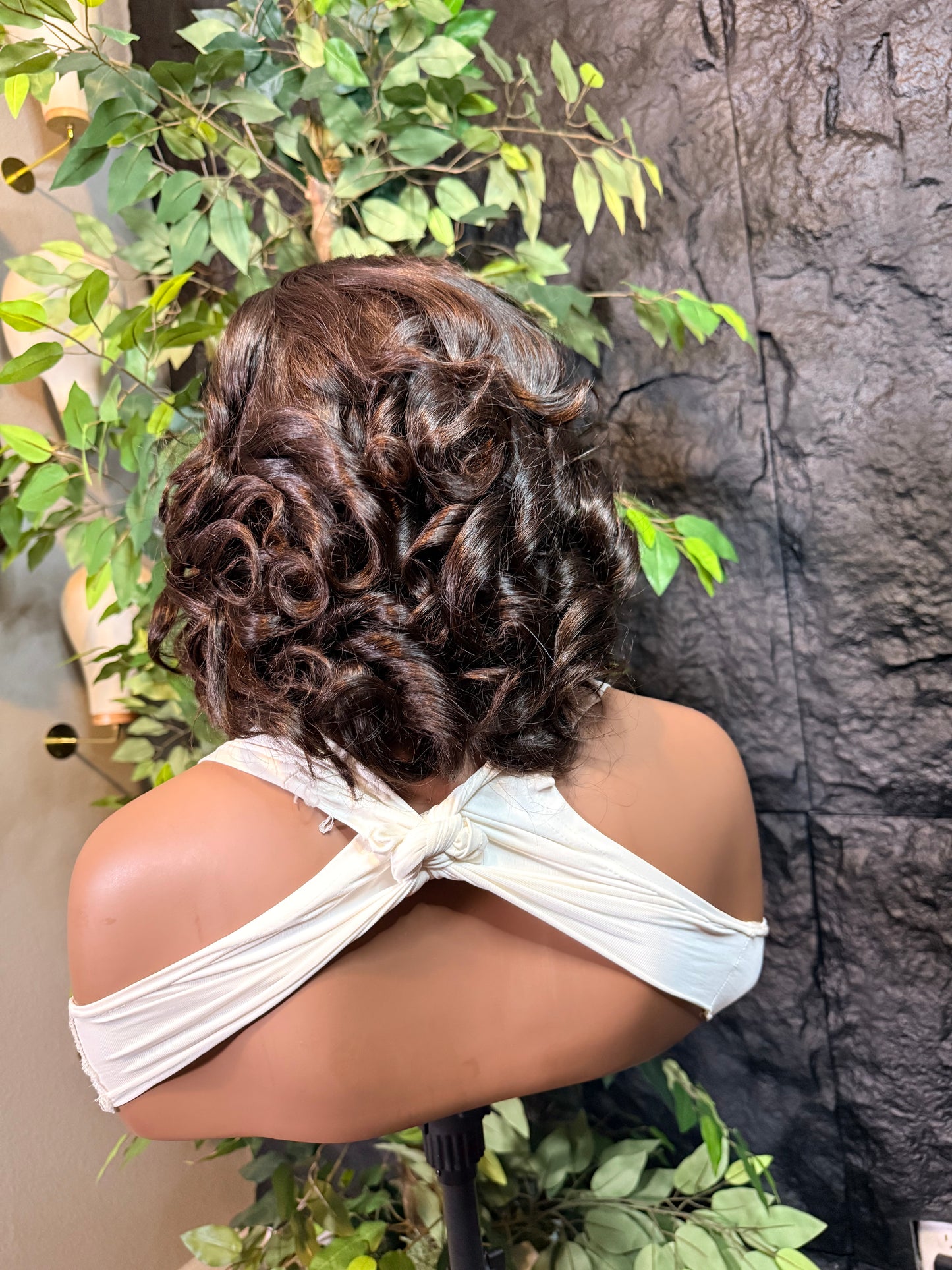 Wig Diana, Raw single donor hair with 5x5 matching closure. 180% density 10 inches